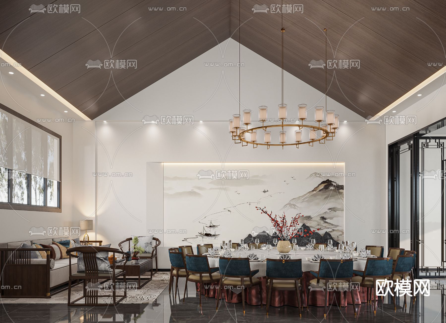中餐厅包厢 包房 包间3d模型下载_ID14063000_3dmax免费模型-欧模网