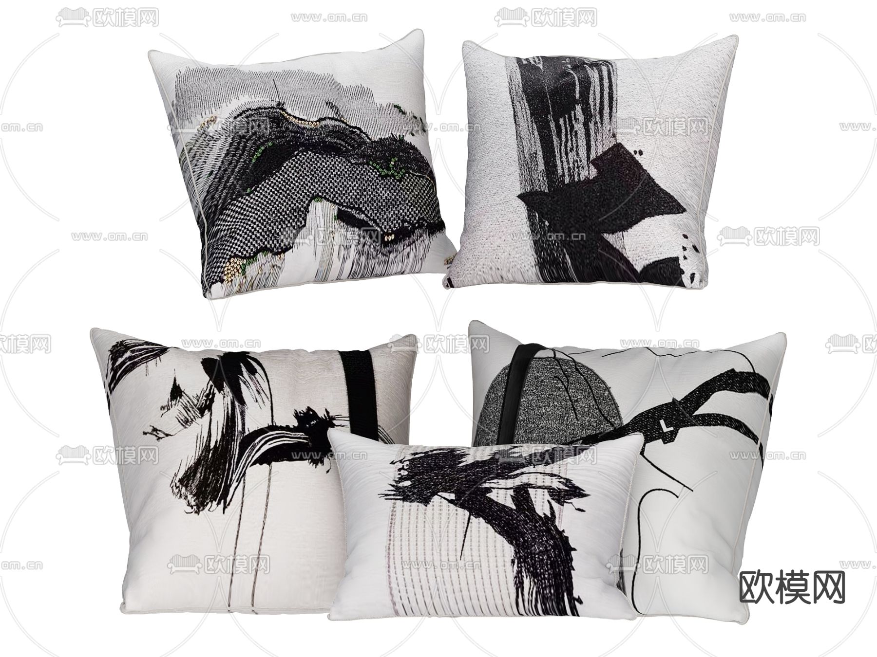 新中式抱枕 靠枕3d模型下载