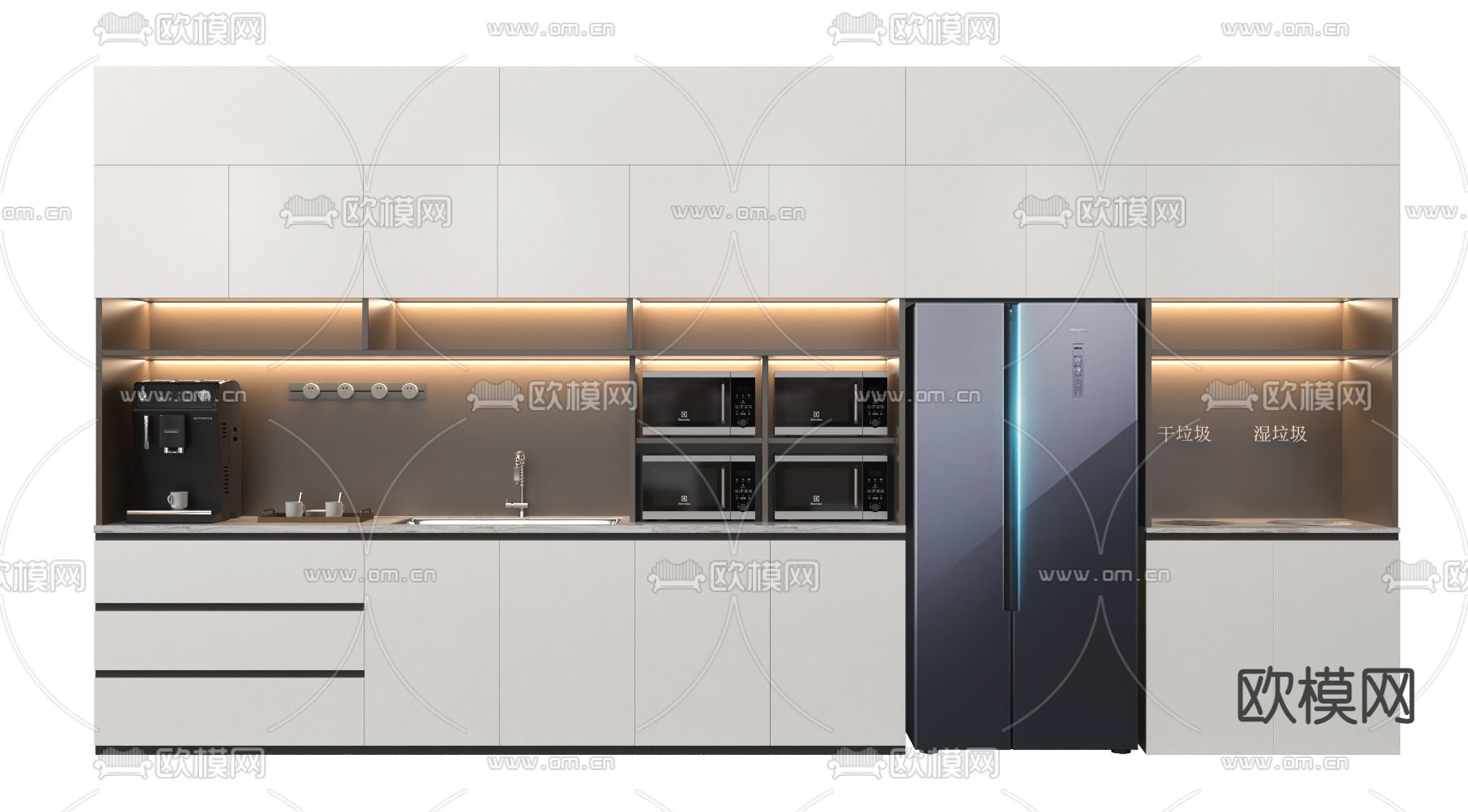 餐边柜 茶水柜 水吧柜3d模型下载（渲染图1）