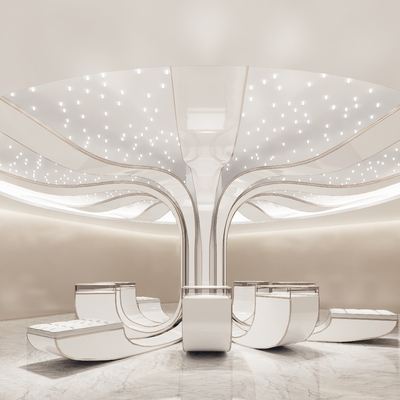  天花包柱展台su模型 