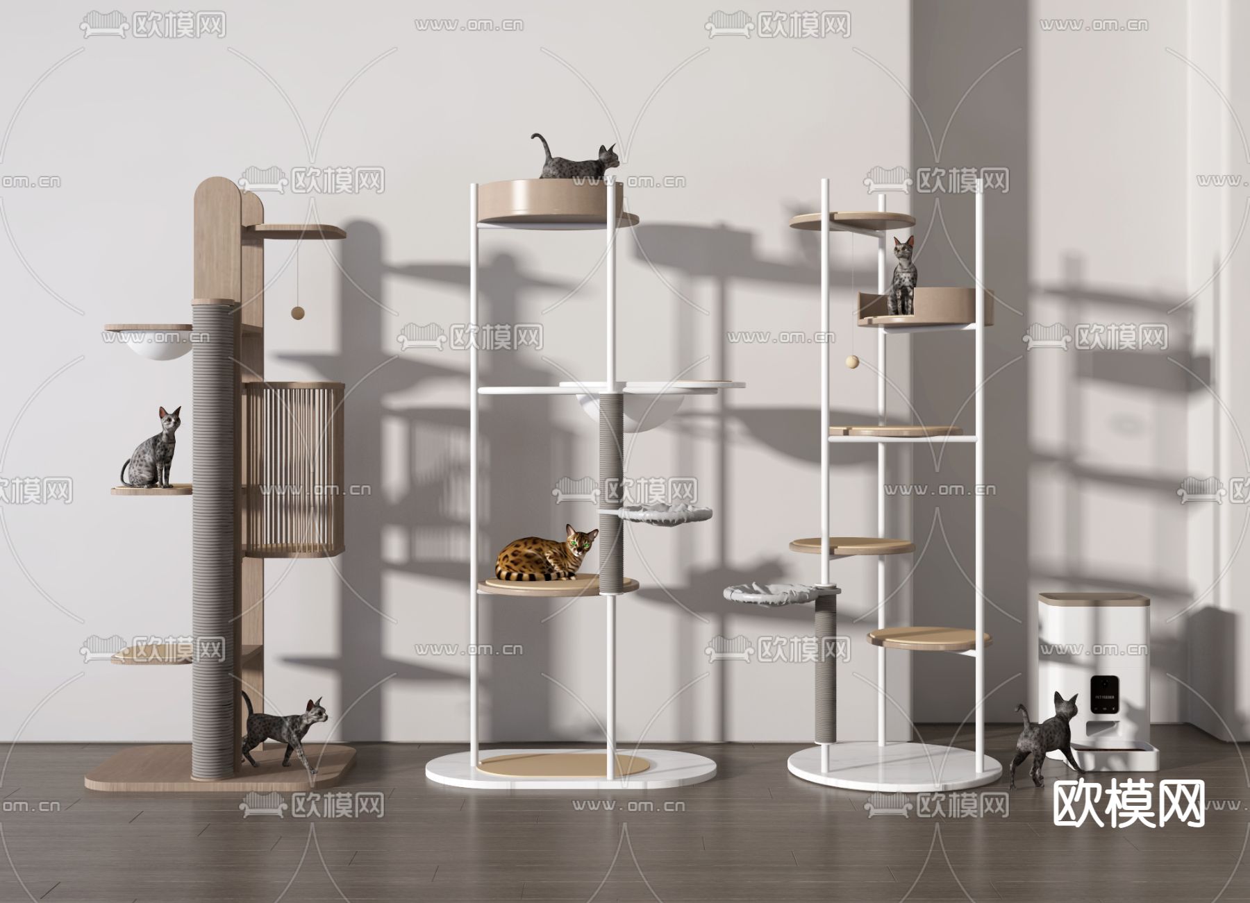 猫爬架 自动喂食器 猫窝su模型下载（渲染图1）