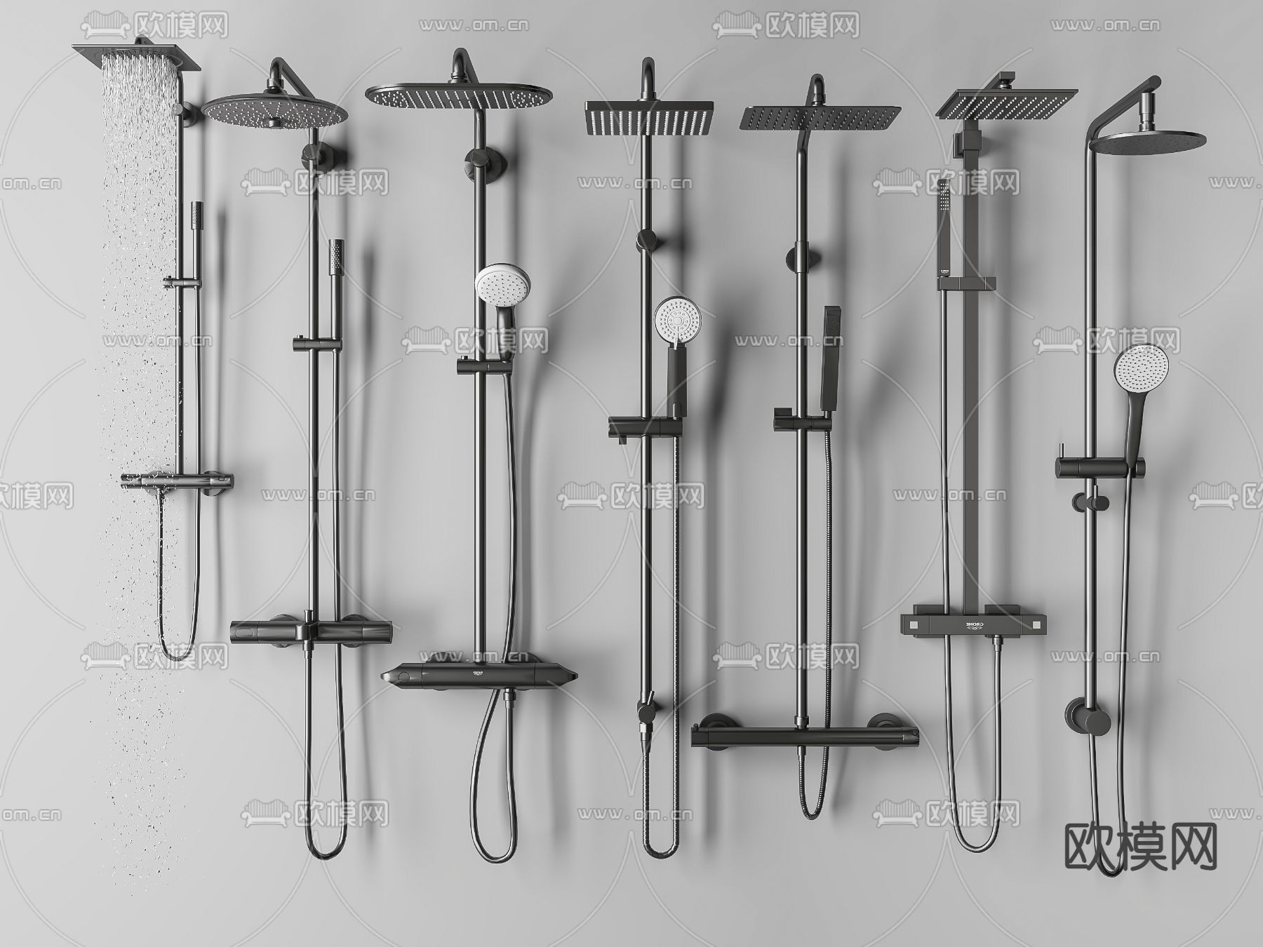 淋浴花洒 喷头3d模型下载