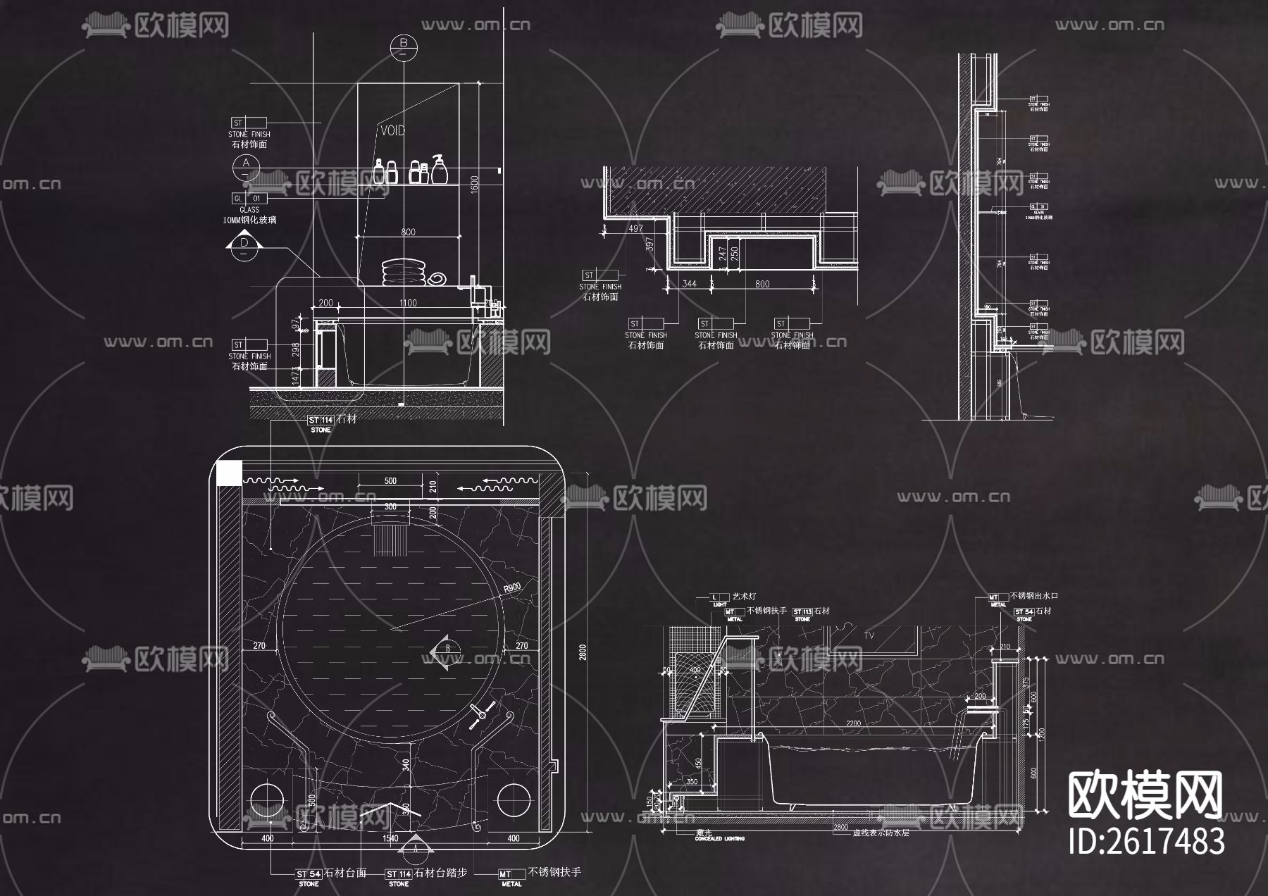 卫生间节点大样CAD施工图下载（渲染图9）