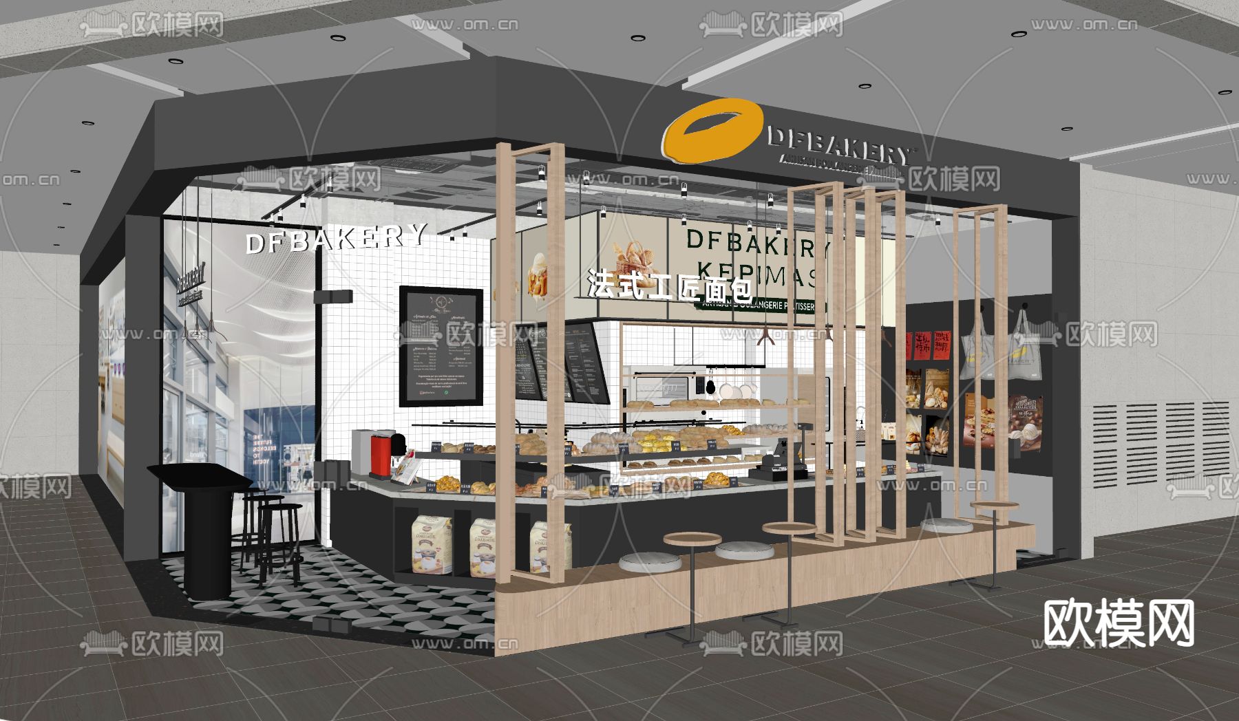 现代面包烘培店su模型下载（渲染图2）