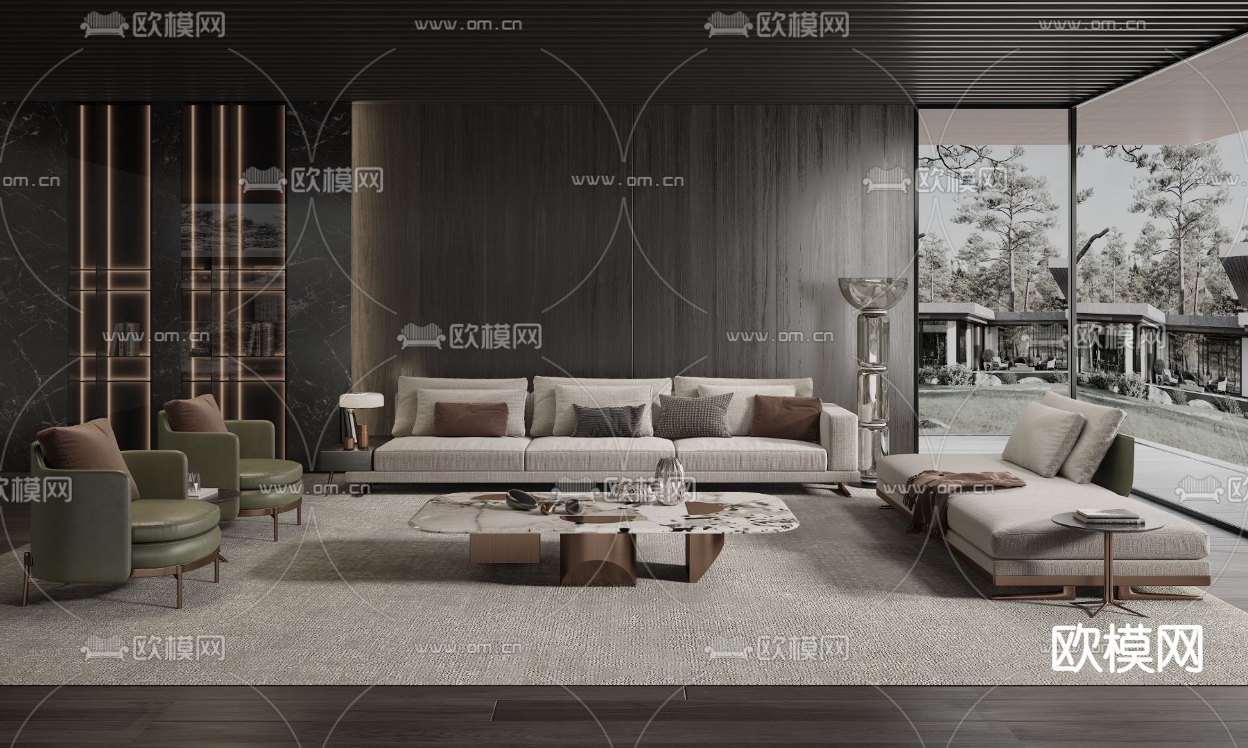 Minotti 组合沙发3d模型下载（渲染图1）