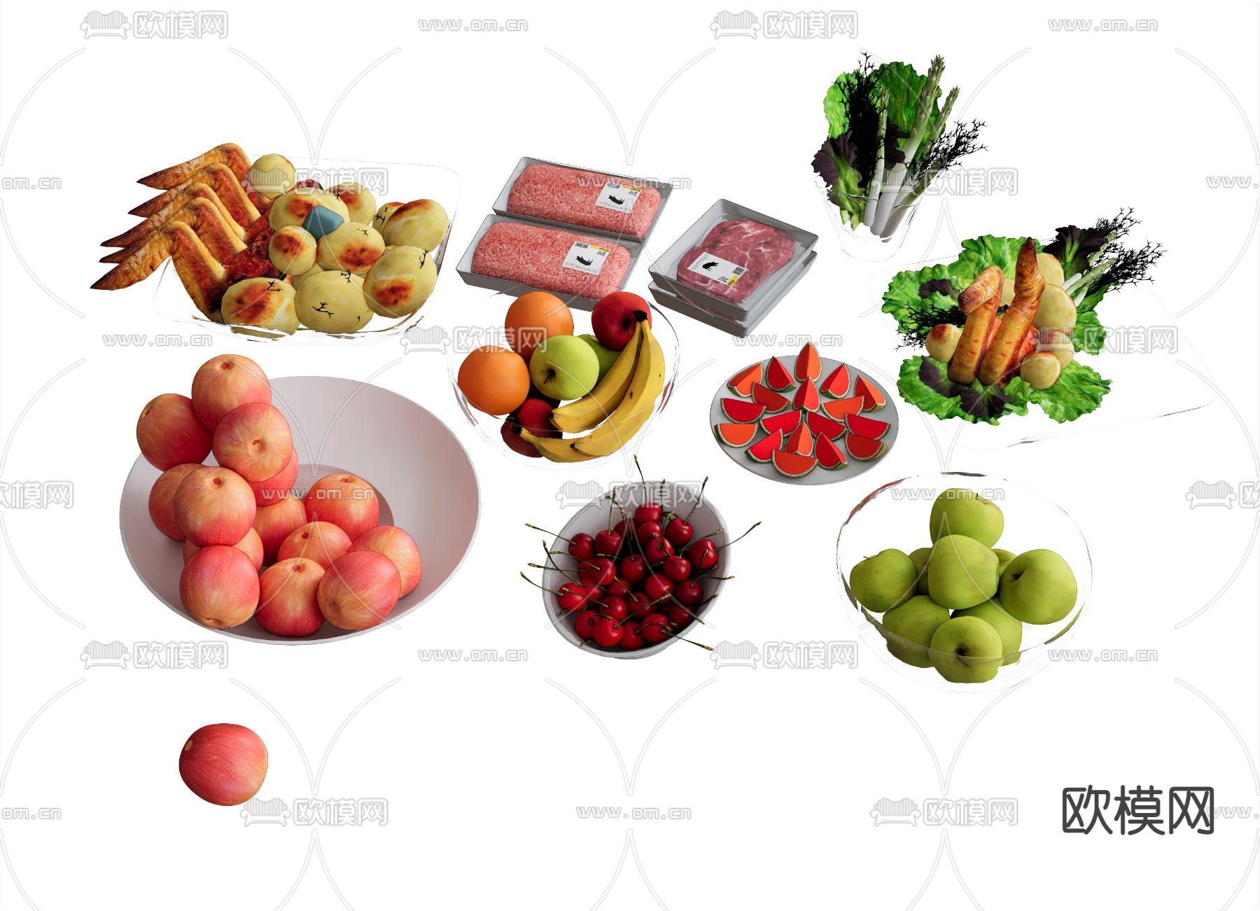 水果 蔬菜 苹果 橘子su模型下载（渲染图1）