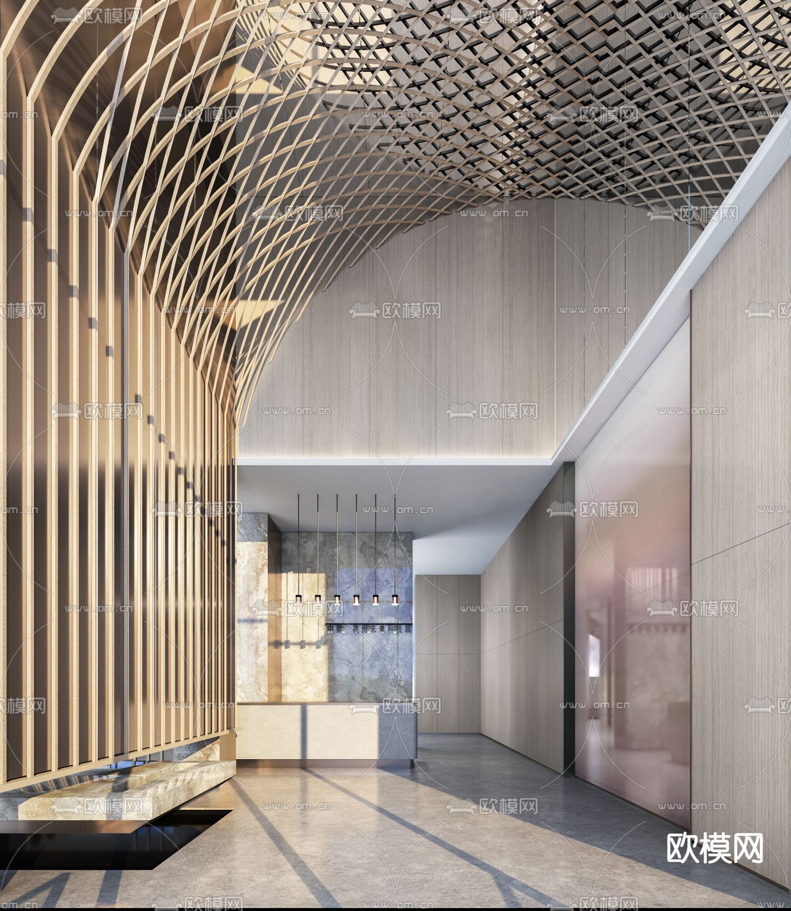 轻奢售楼处su模型下载（渲染图4）