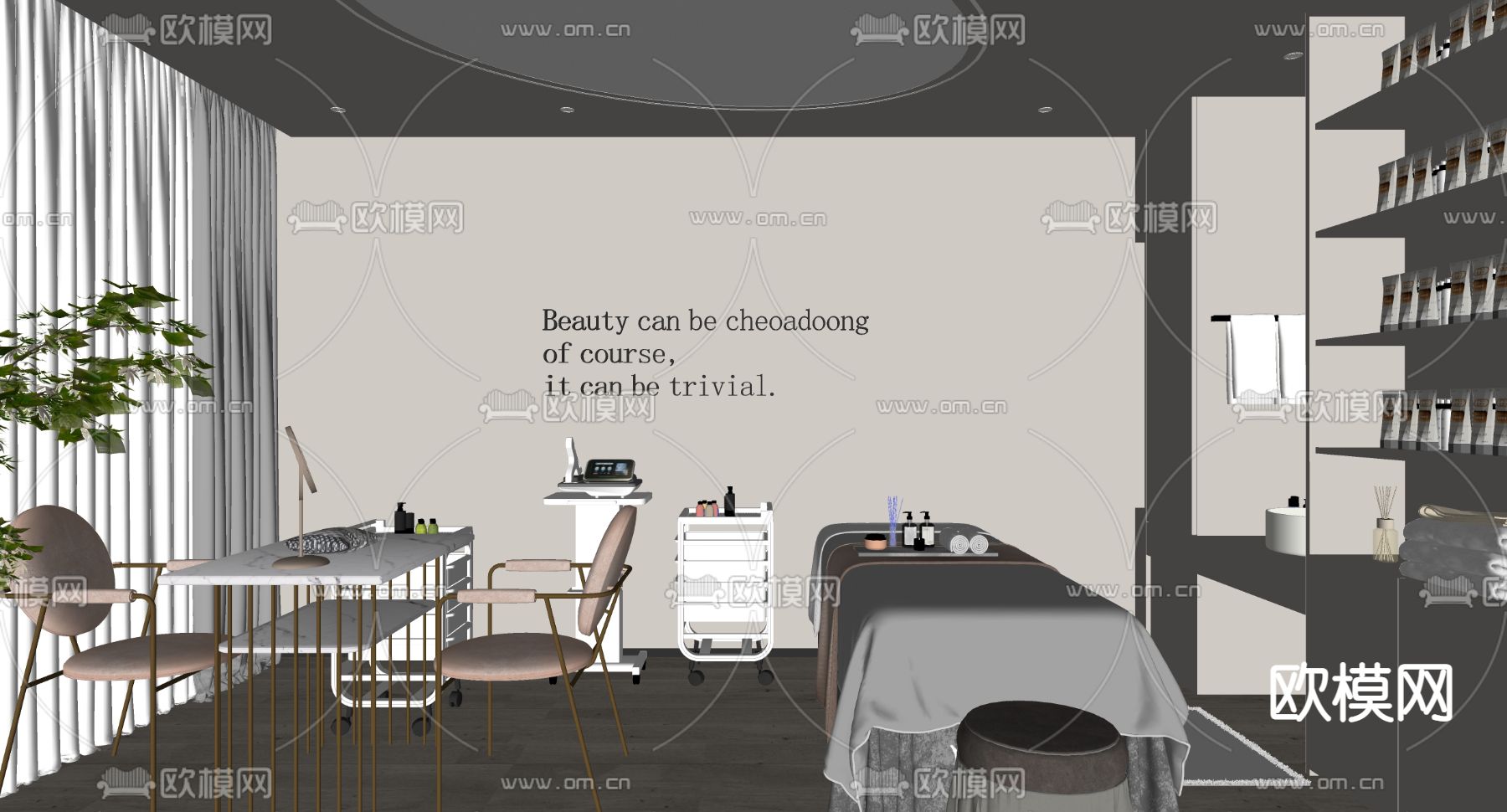 现代SPA包房su模型下载（渲染图2）