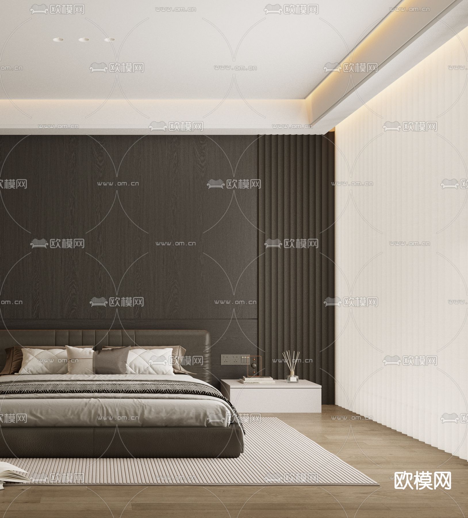 暗黑风卧室 主卧3d模型下载（渲染图3）