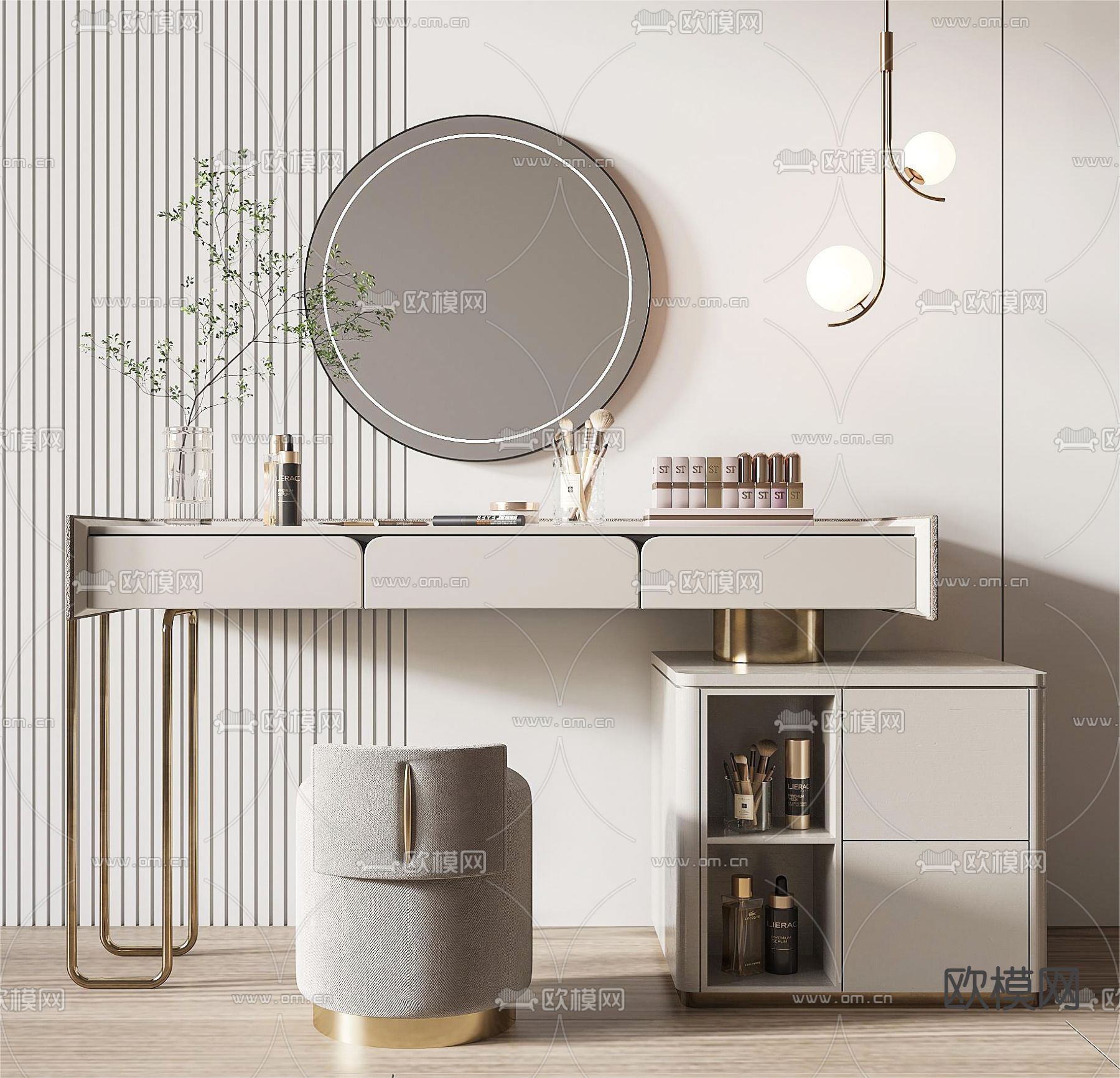 梳妆台 化妆台3d模型下载