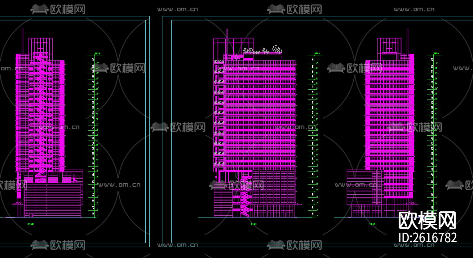 酒店办公楼CAD施工图下载（渲染图2）