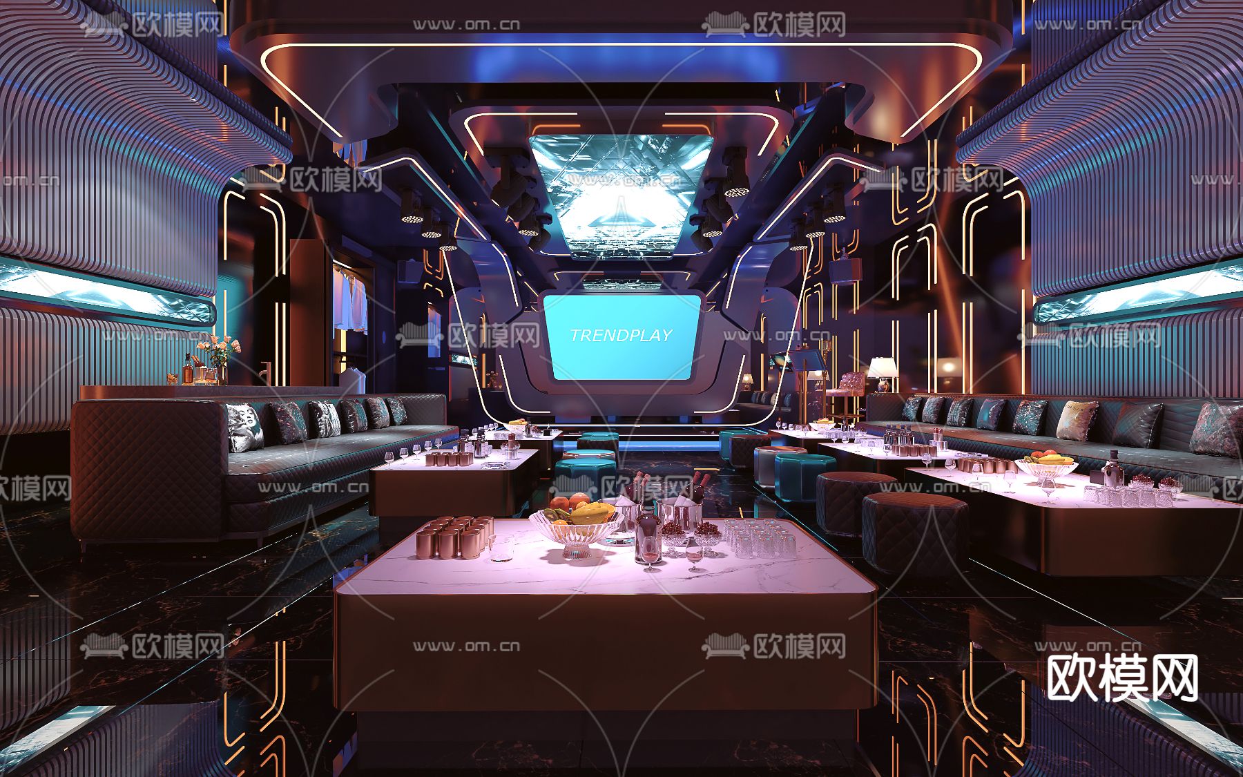 KTV包房 酒吧 夜总会3d模型下载_ID14066096_3dmax免费模型-欧模网