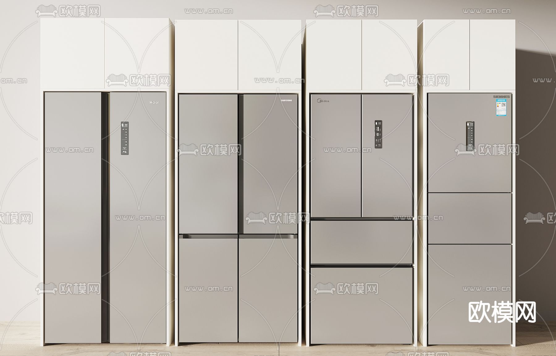 现代冰箱su模型下载（渲染图1）