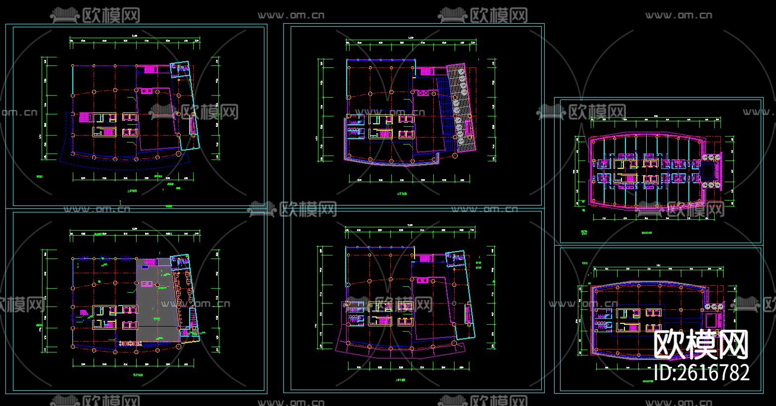 酒店办公楼CAD施工图下载（渲染图1）