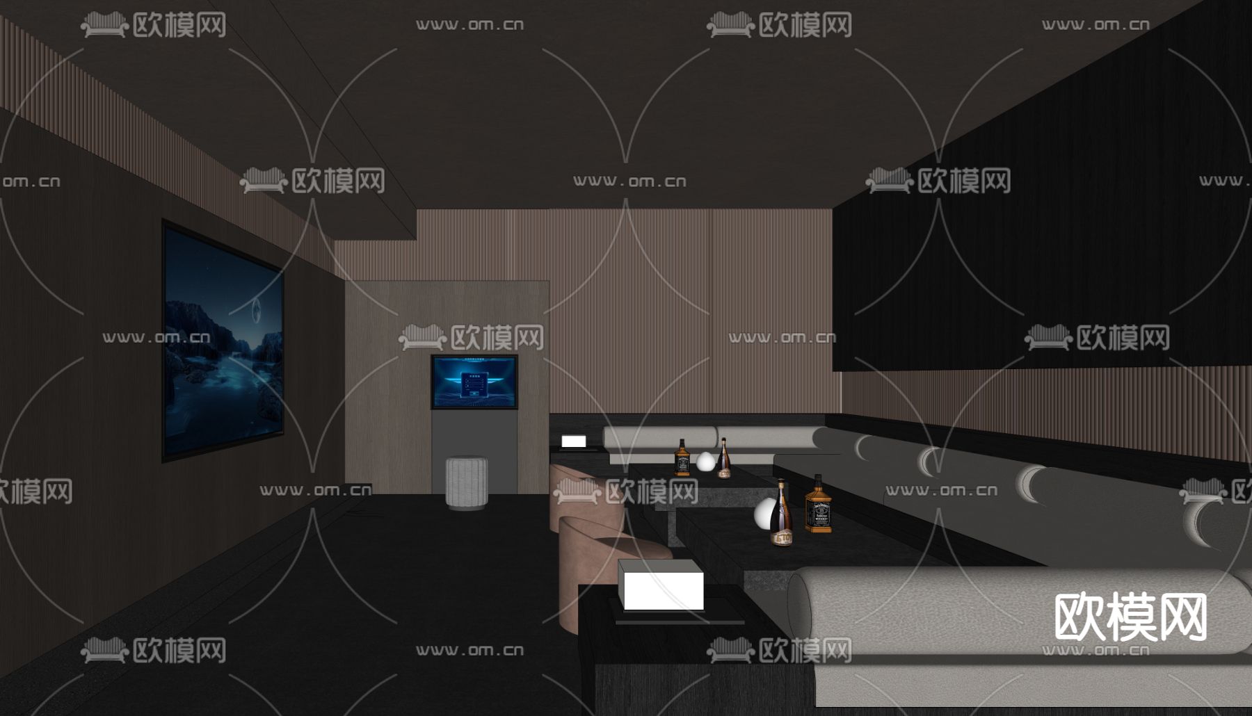 现代KTV包间su模型下载（渲染图2）