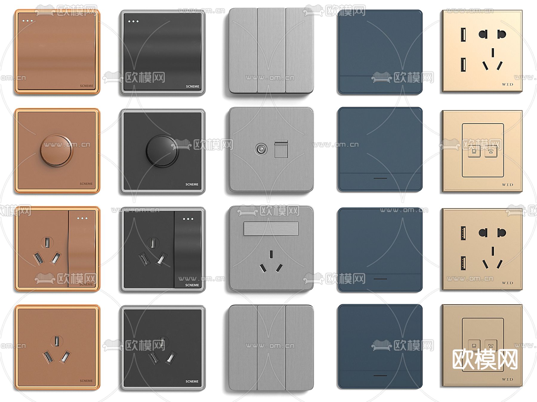 开关 插座 面板3d模型下载
