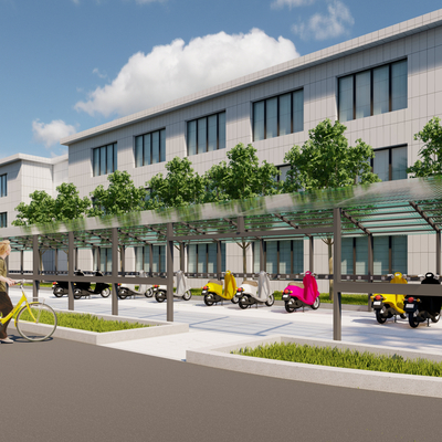  电动车停车棚 停车位su模型 