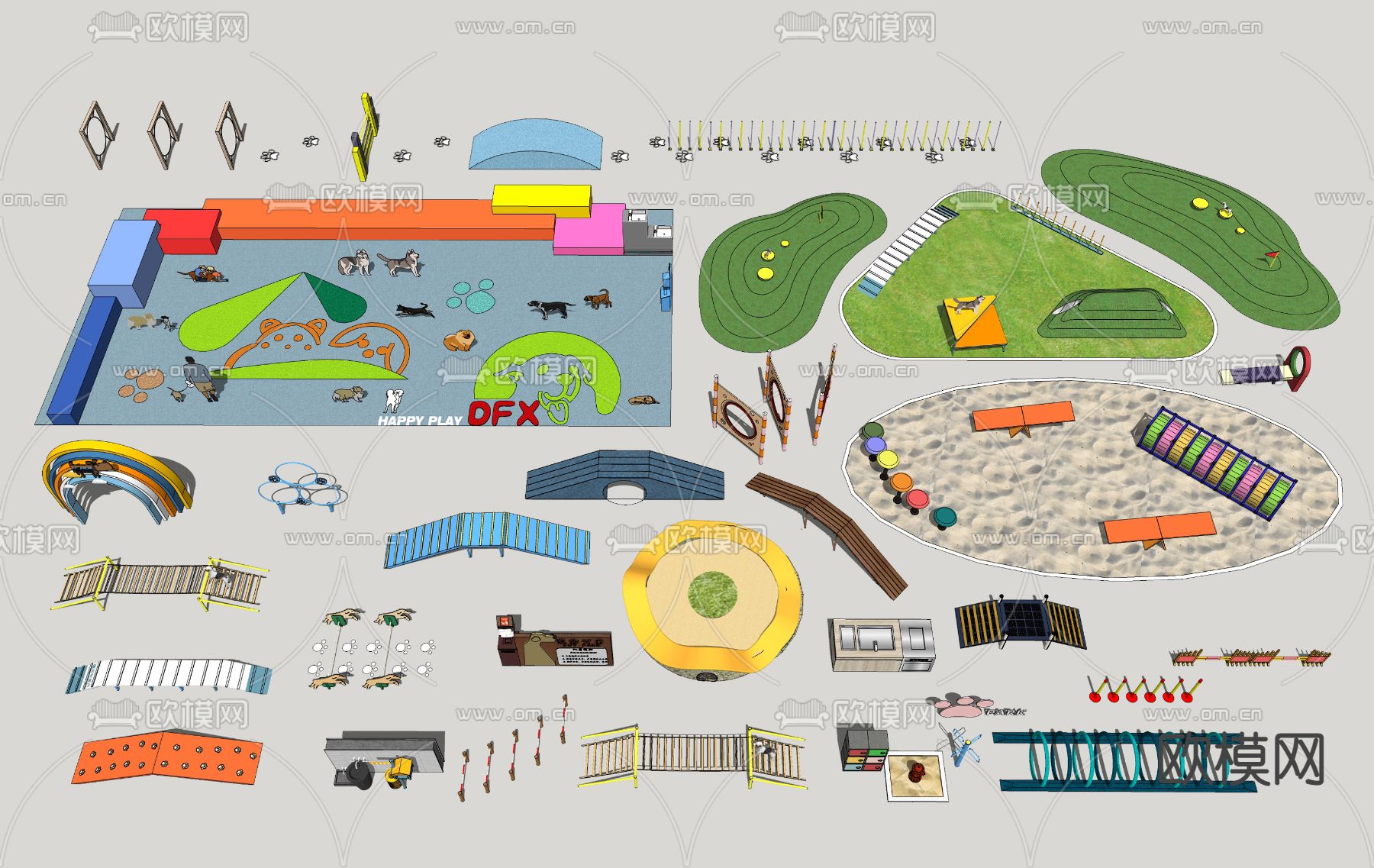 现代萌宠乐园设施su模型