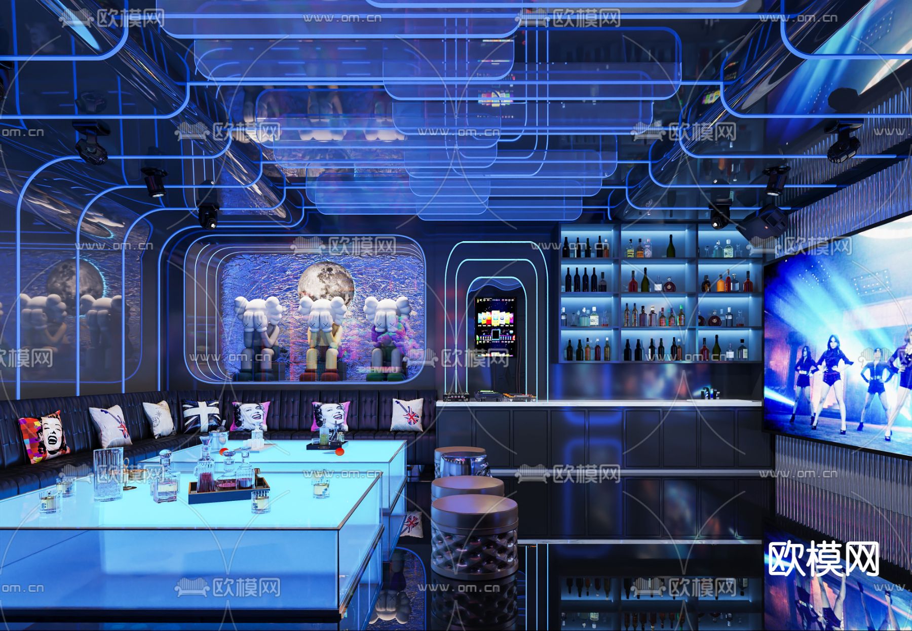酒吧 KTV包房3d模型下载（渲染图2）