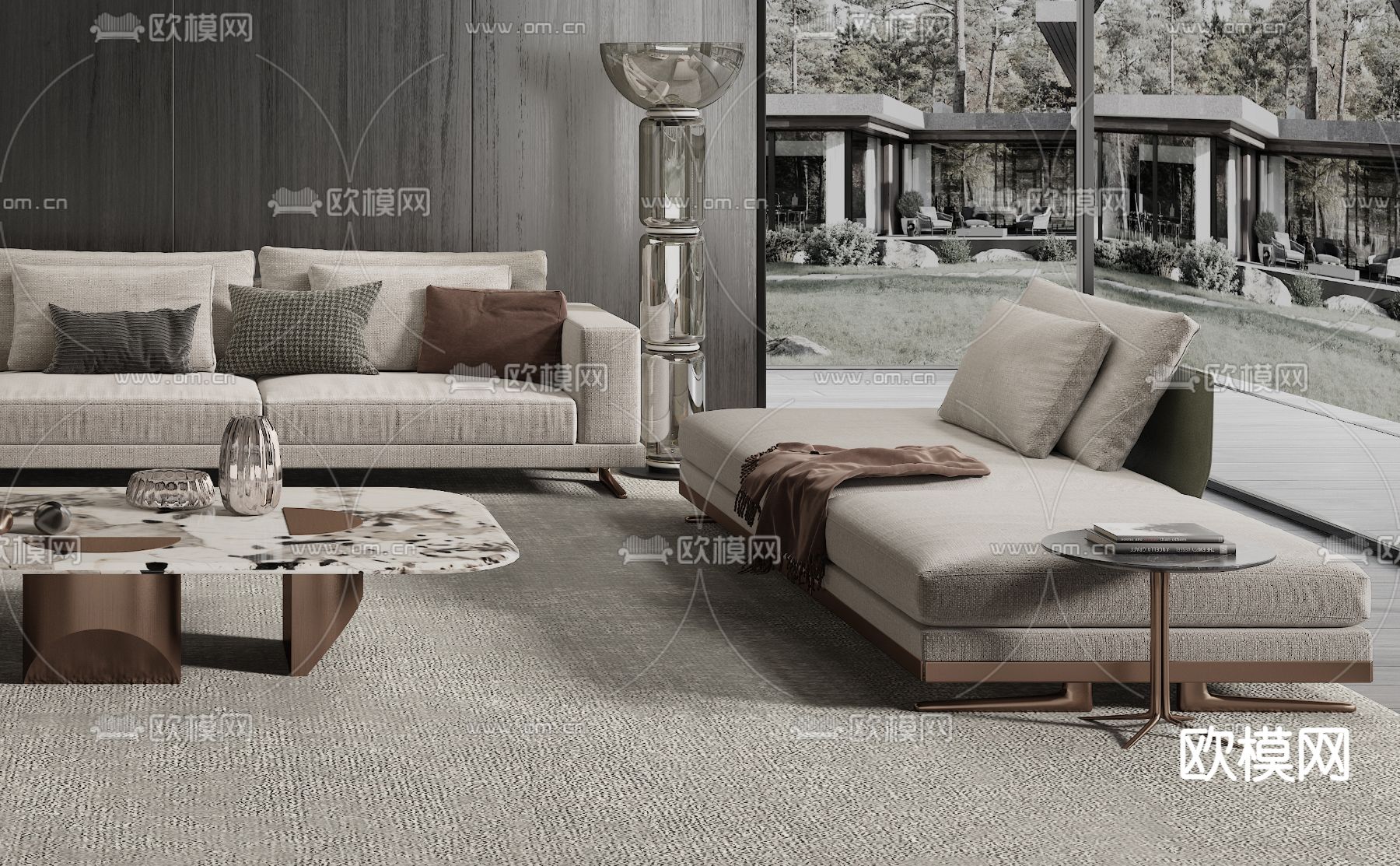 Minotti 组合沙发3d模型下载（渲染图2）