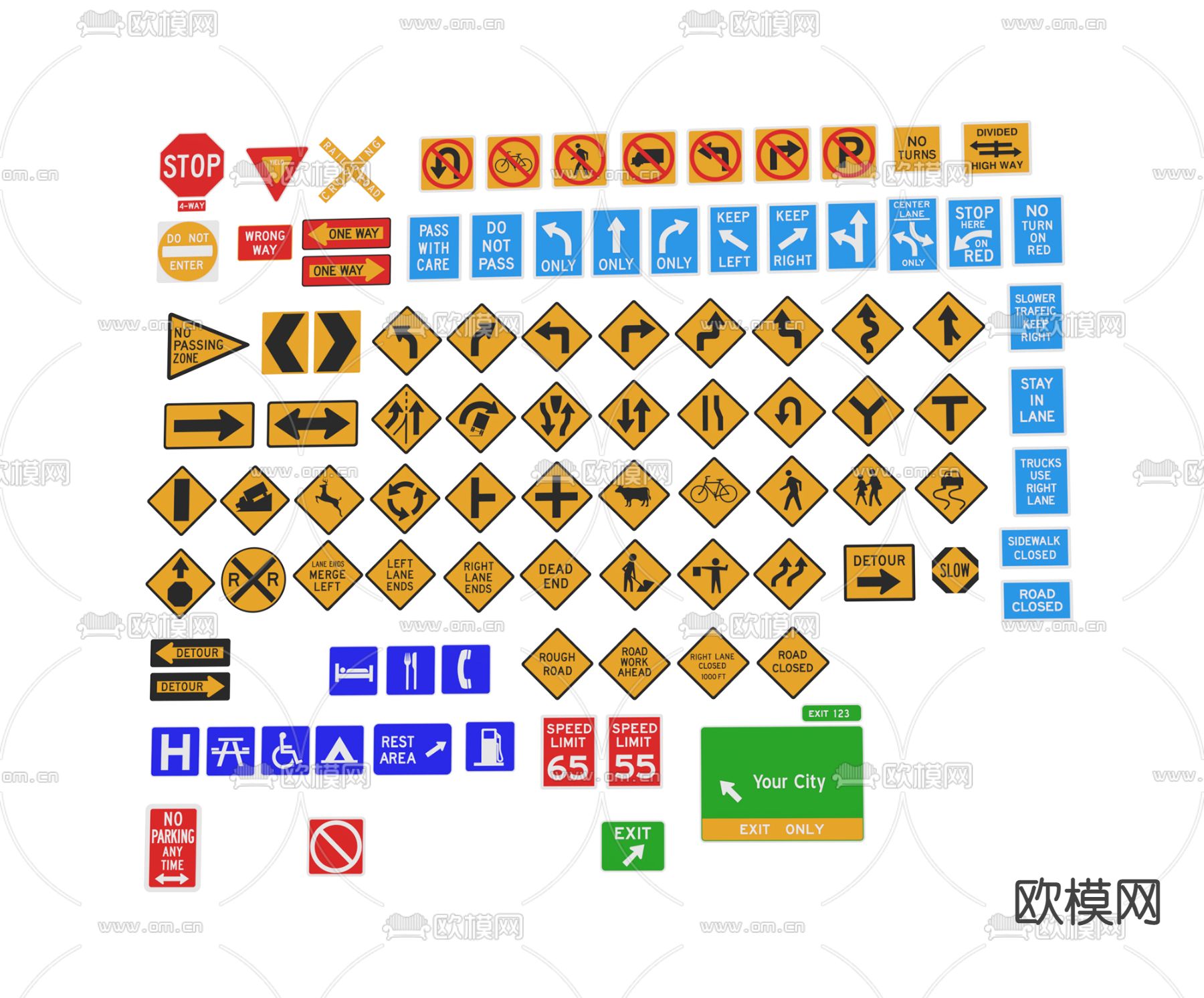 路牌 路标su模型下载（渲染图1）