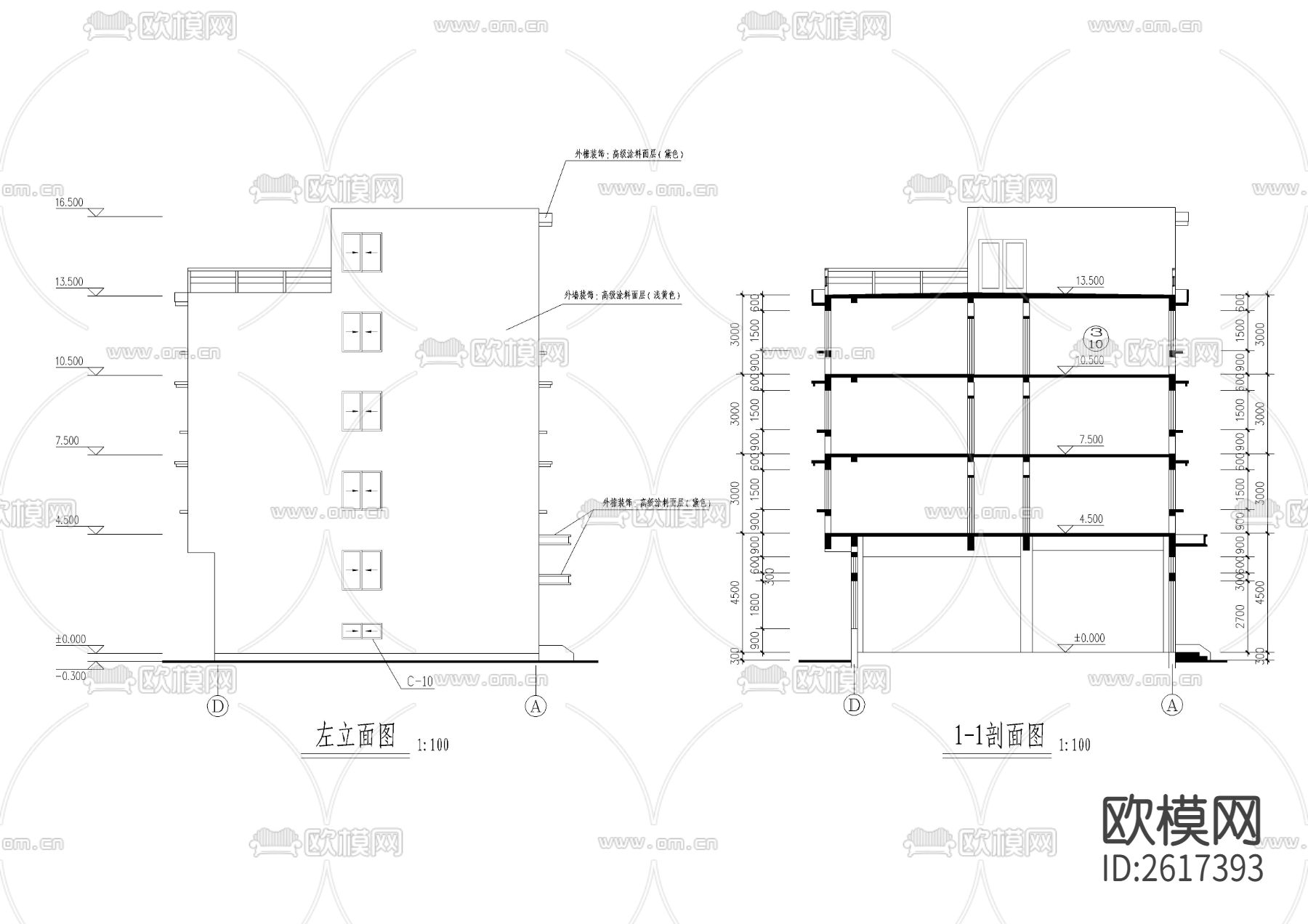 杭州车业有限公司宿舍楼CAD施工图下载（渲染图10）