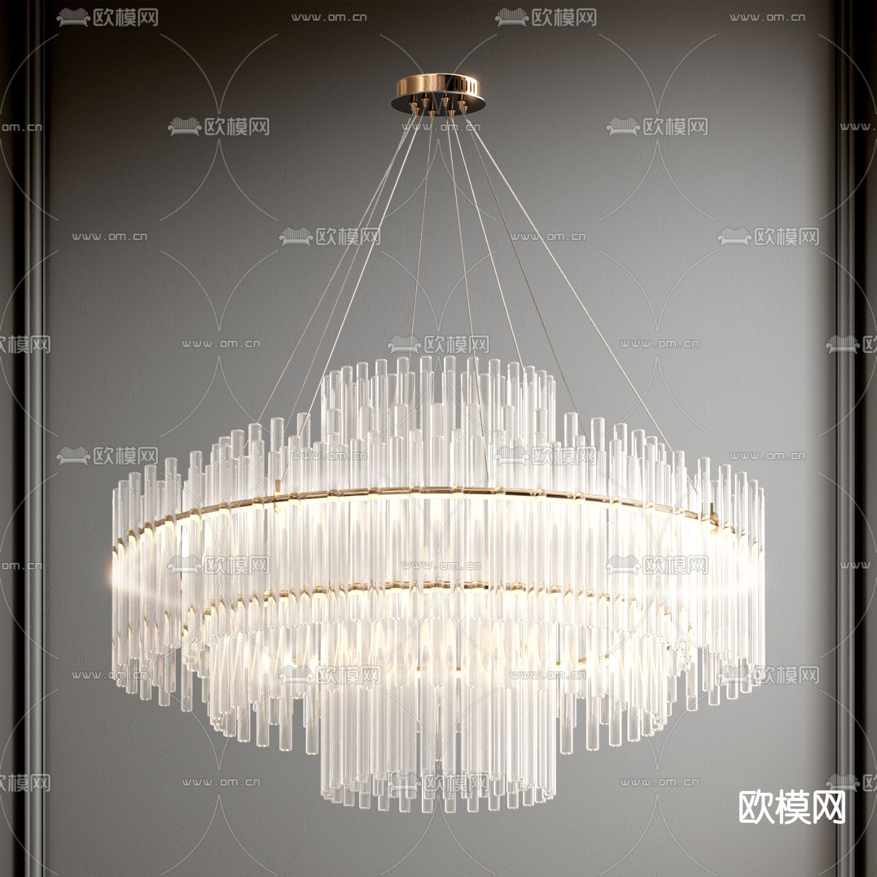 水晶吊灯 大厅灯3d模型下载_ID14065358_3dmax免费模型-欧模网