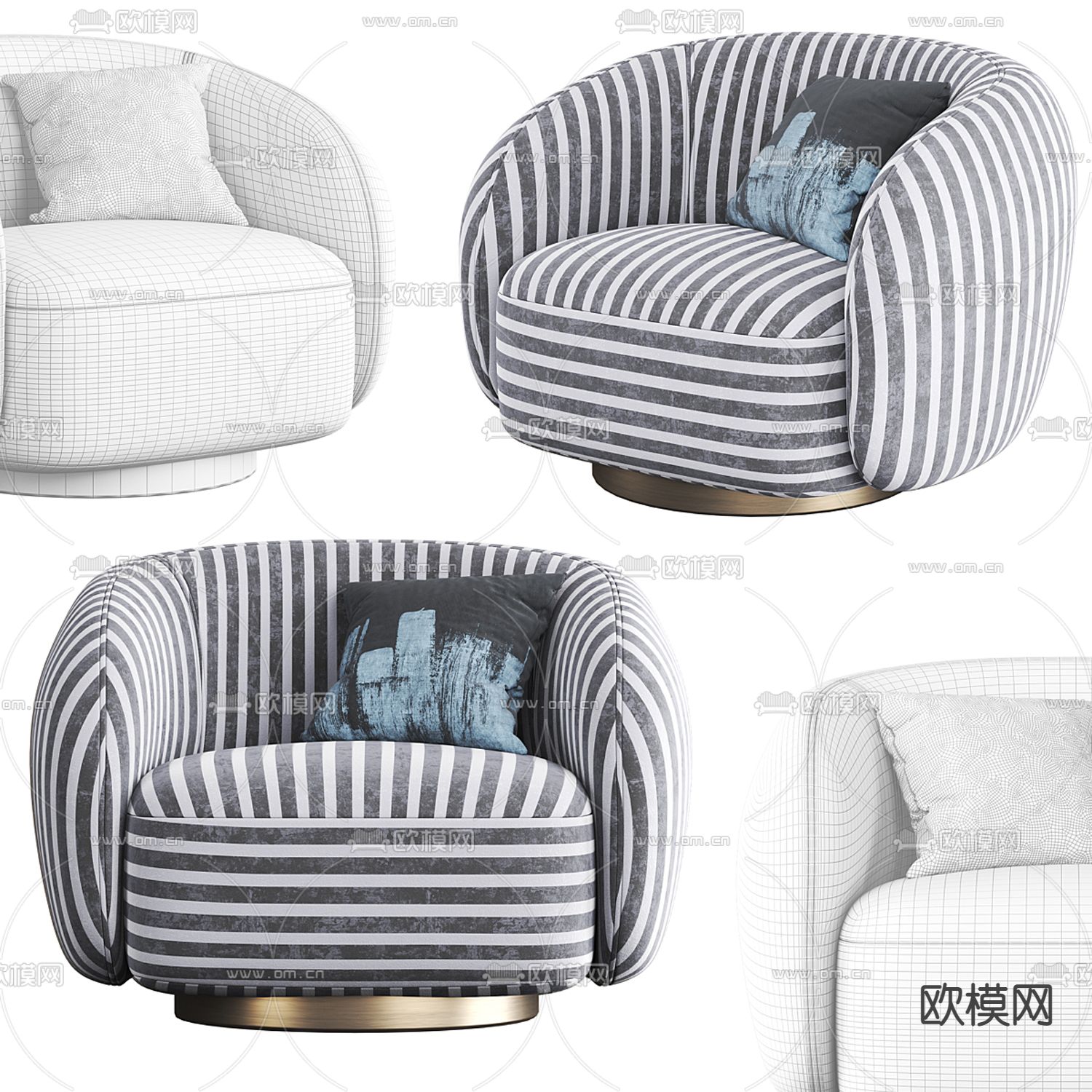 Eichholtz 单人沙发3d模型下载（渲染图1）