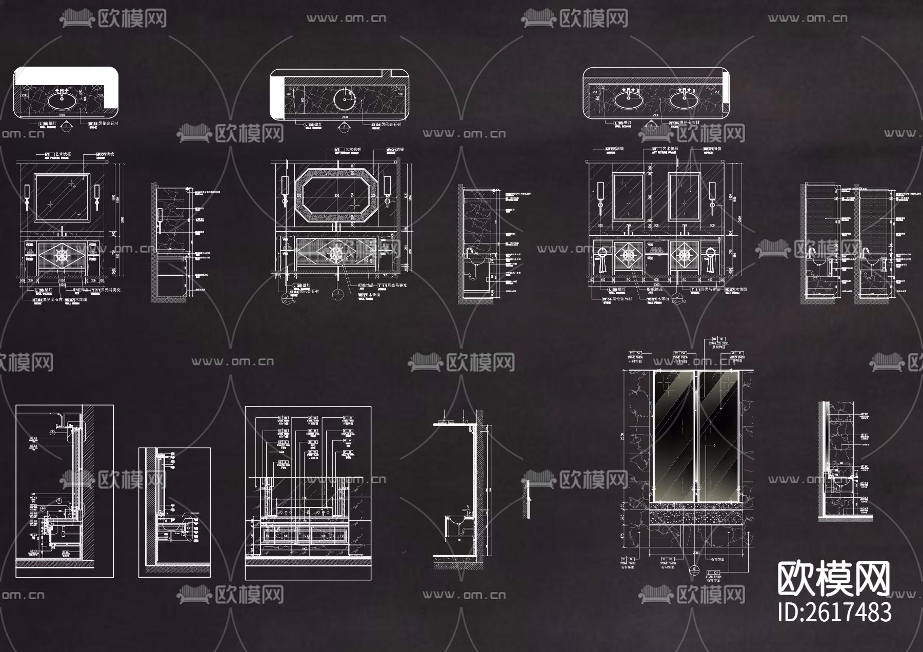 卫生间节点大样CAD施工图下载（渲染图6）