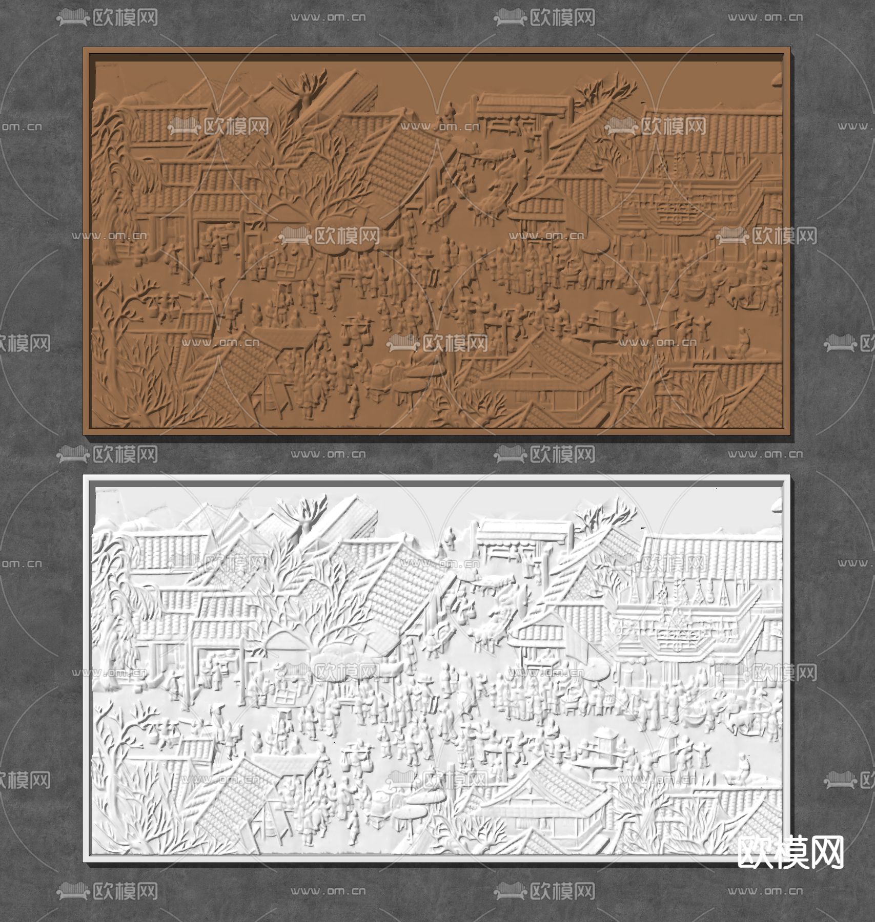 新中式浮雕 雕花牌匾su模型下载（渲染图2）