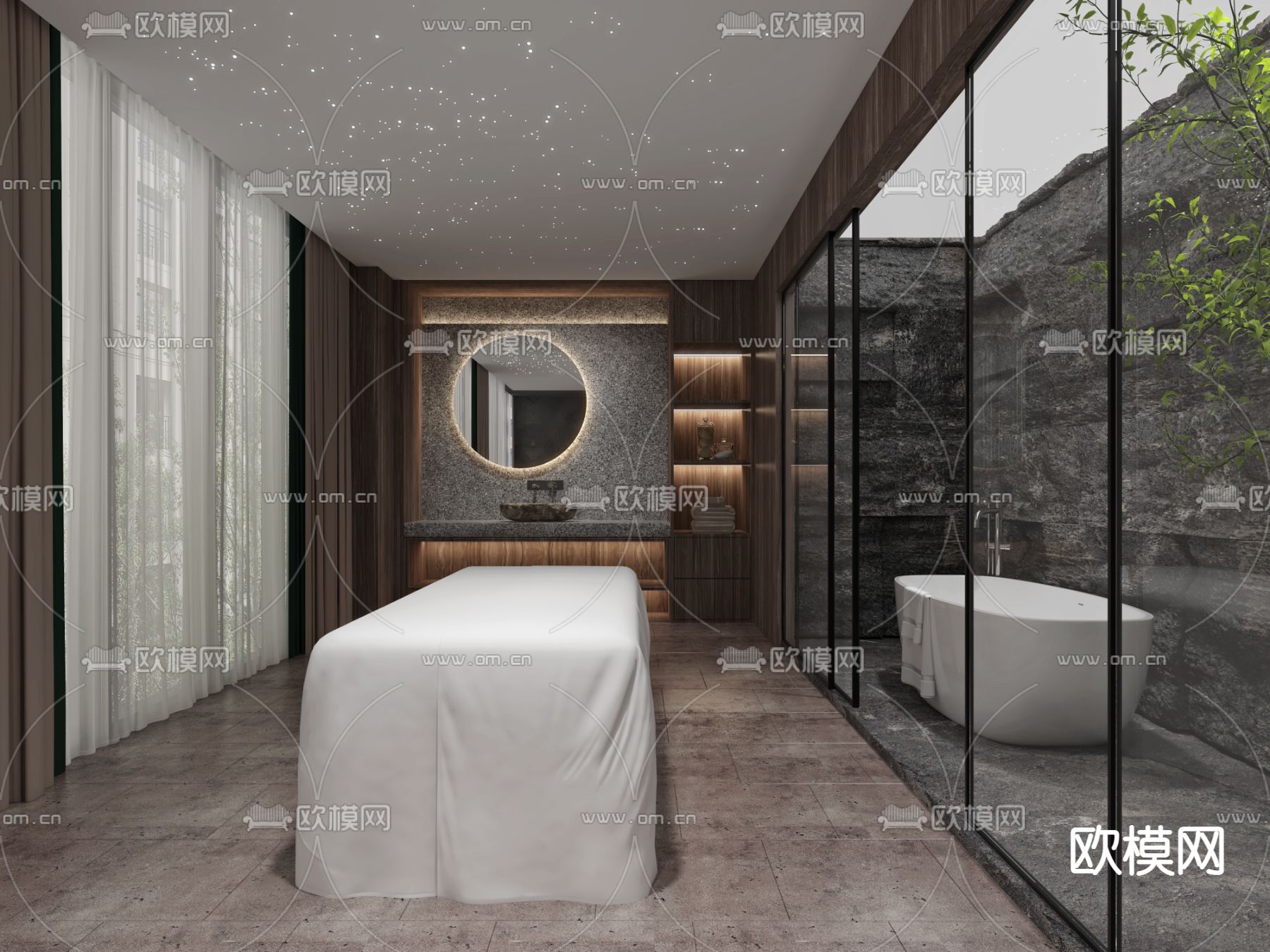 侘寂风SPA护理房3d模型下载_ID14065467_3dmax免费模型-欧模网