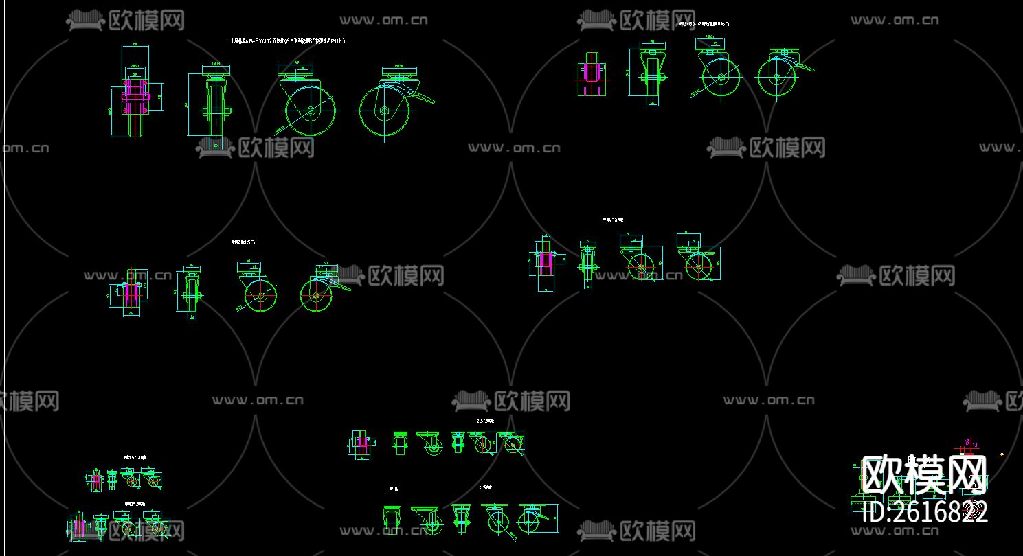 脚轮cad施工图下载