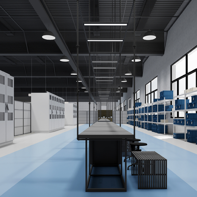  现代工厂车间区su模型 