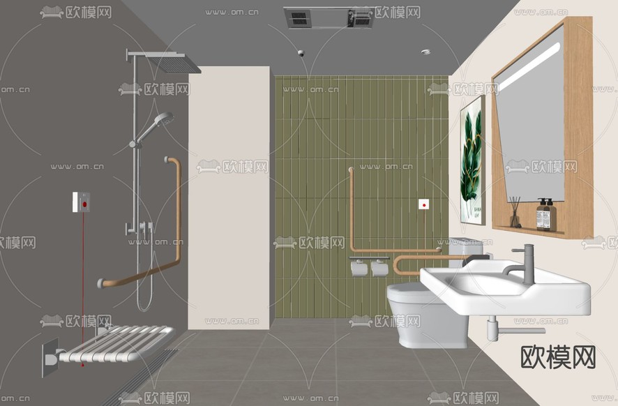 现代养老院房间su模型下载(渲染图3)
