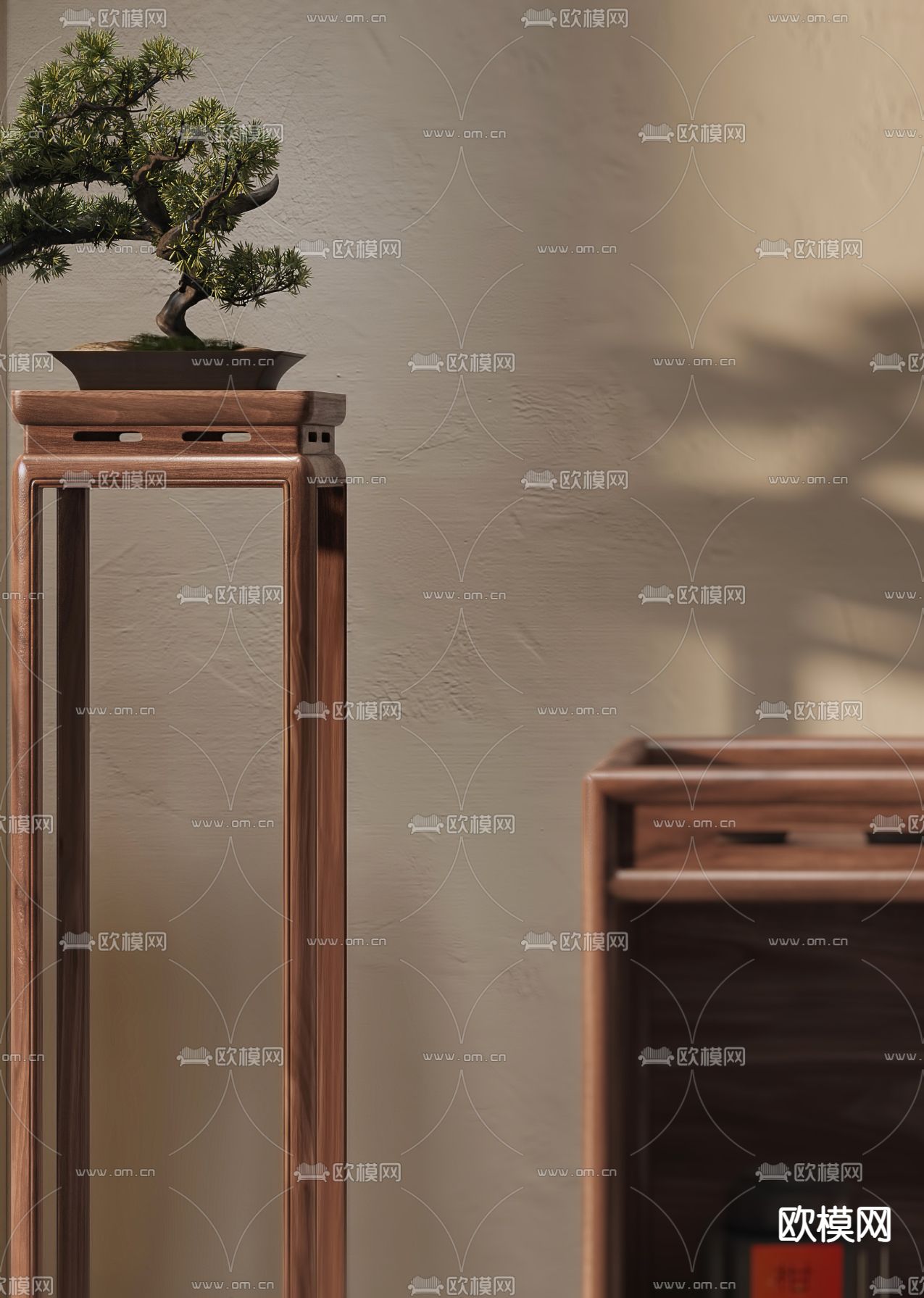 新中式边柜 茶水柜 备餐柜3d模型下载（渲染图5）