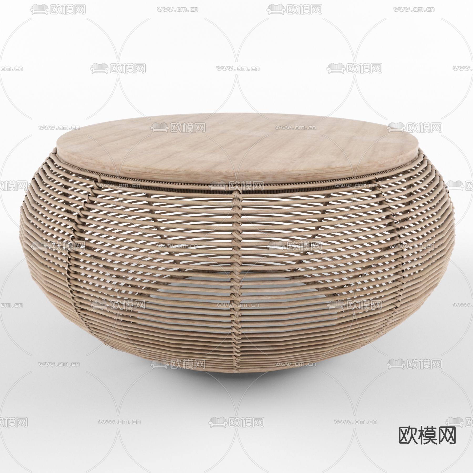 侘寂竹编茶几3d模型下载