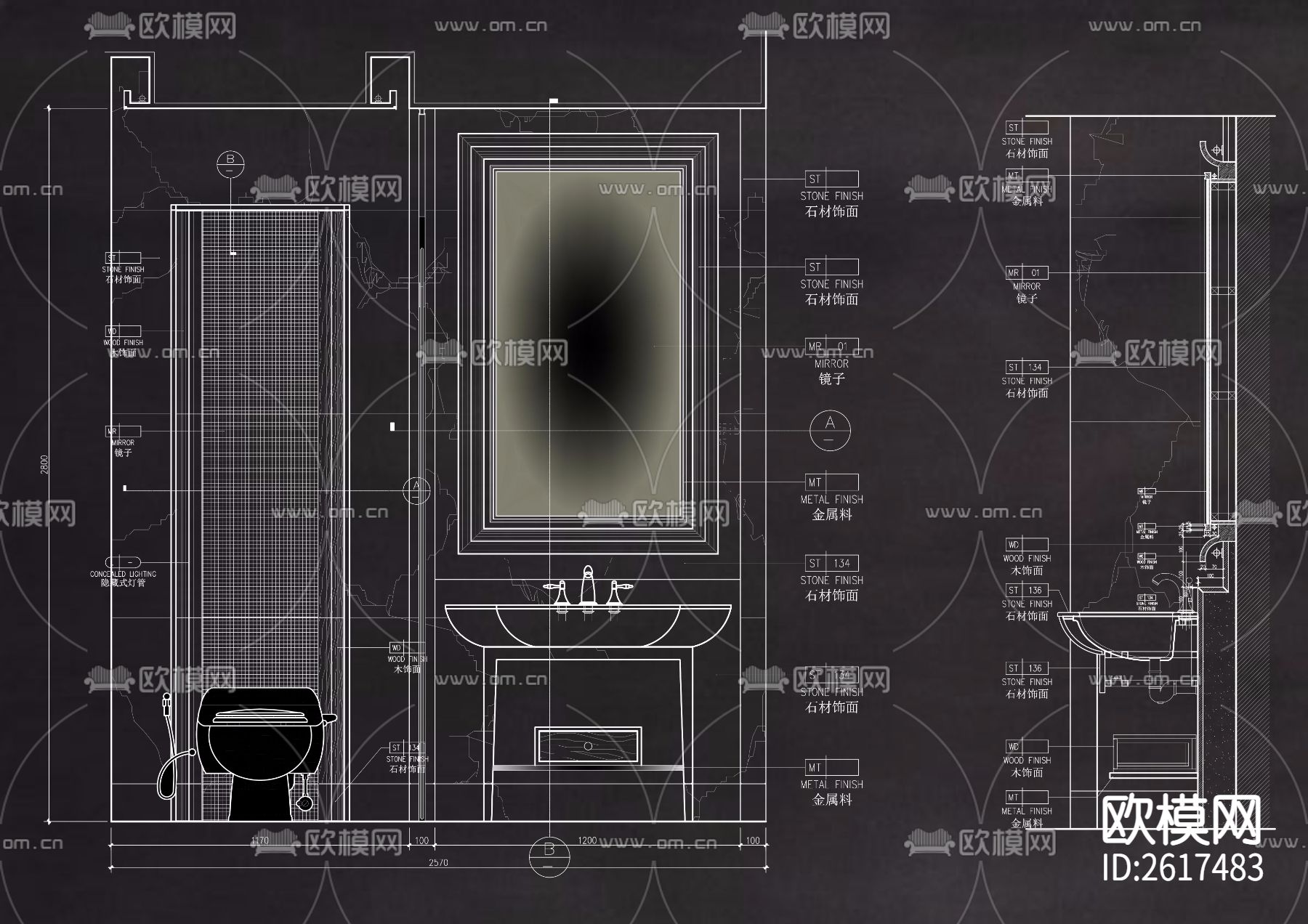 卫生间节点大样CAD施工图下载（渲染图8）