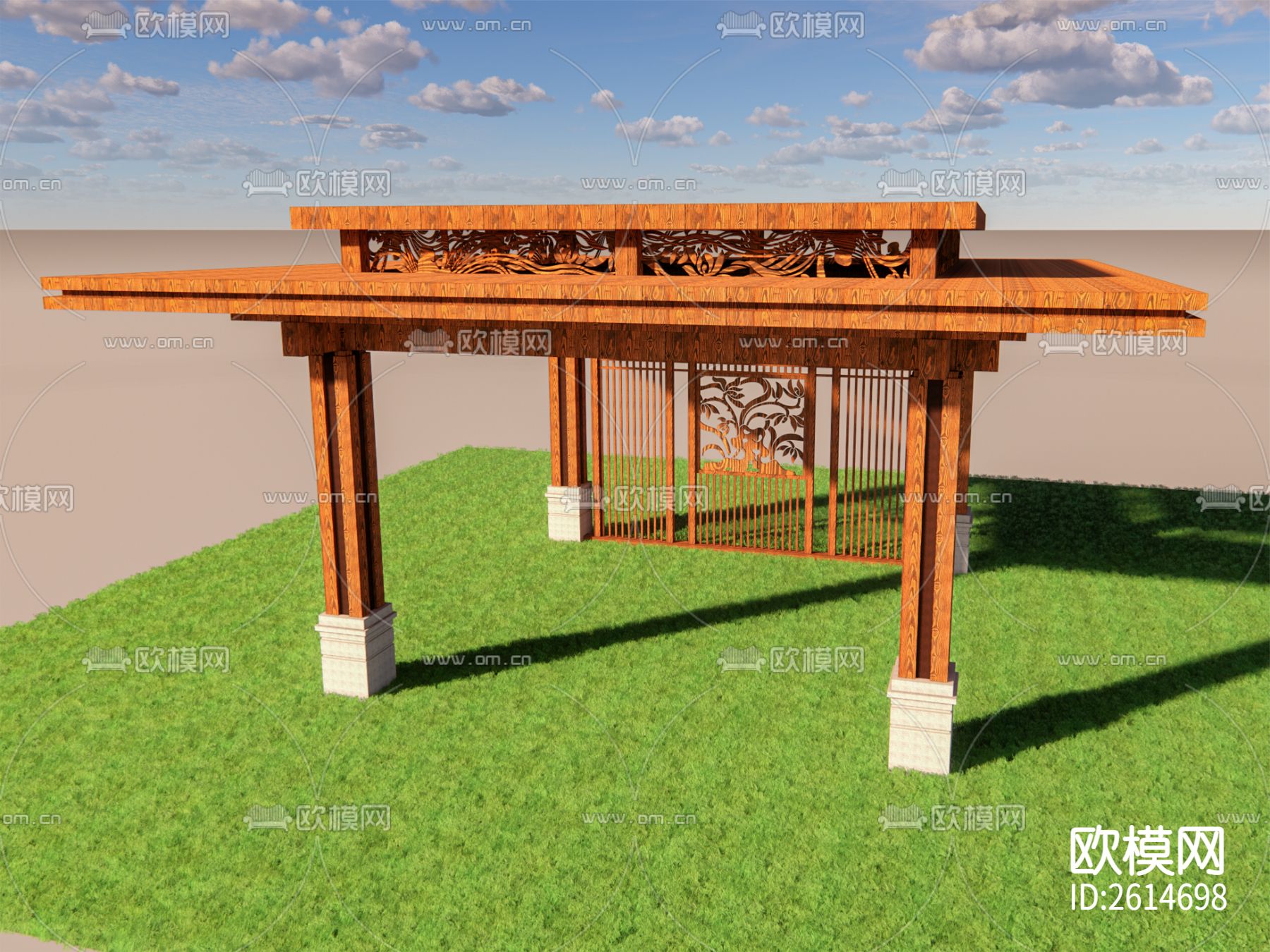 新中式景观亭节点大样下载（渲染图5）