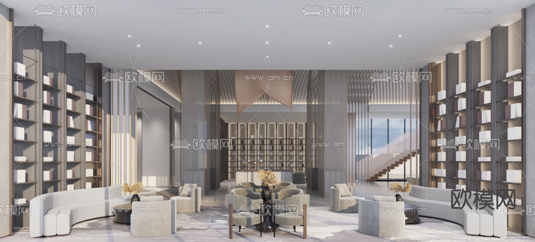 轻奢售楼处su模型下载（渲染图1）