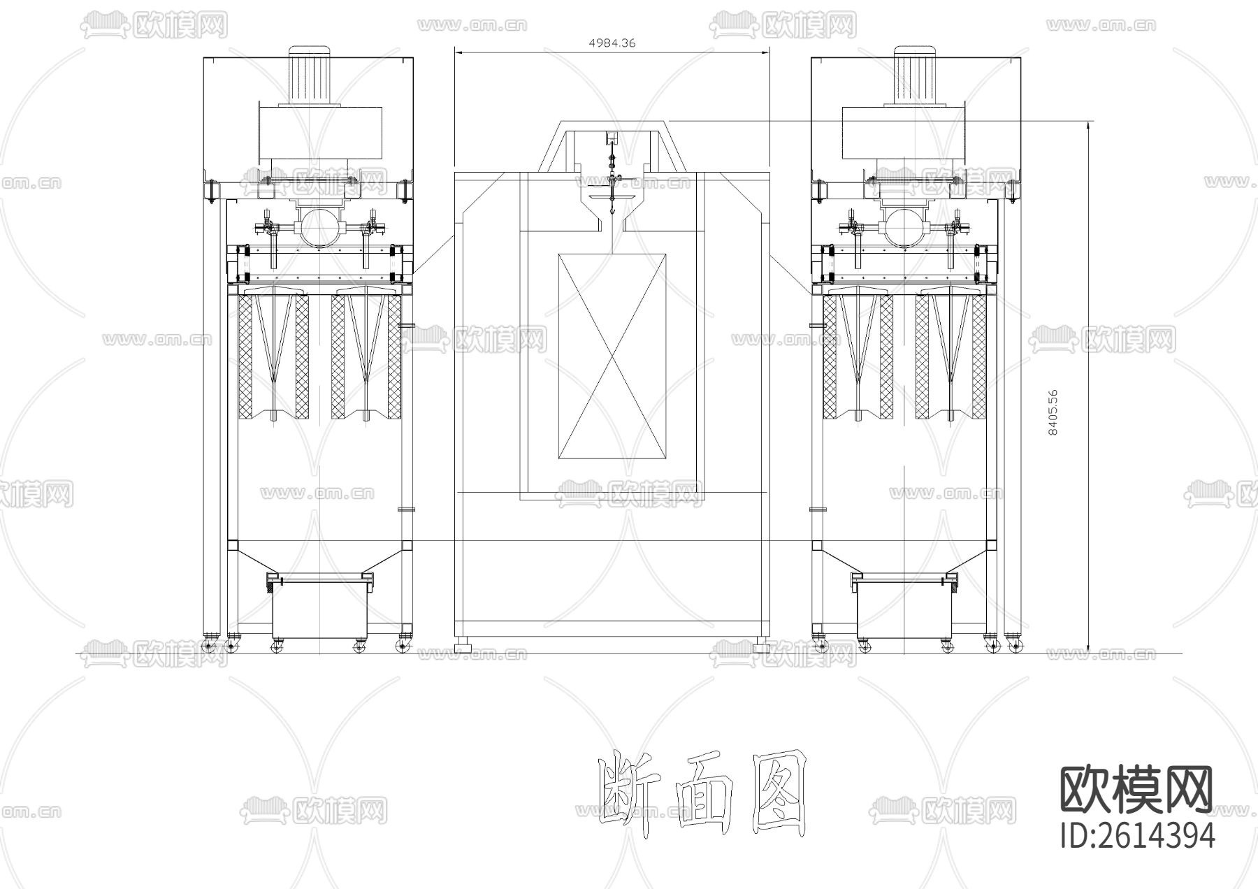 粉体回收机节点大样下载（渲染图2）