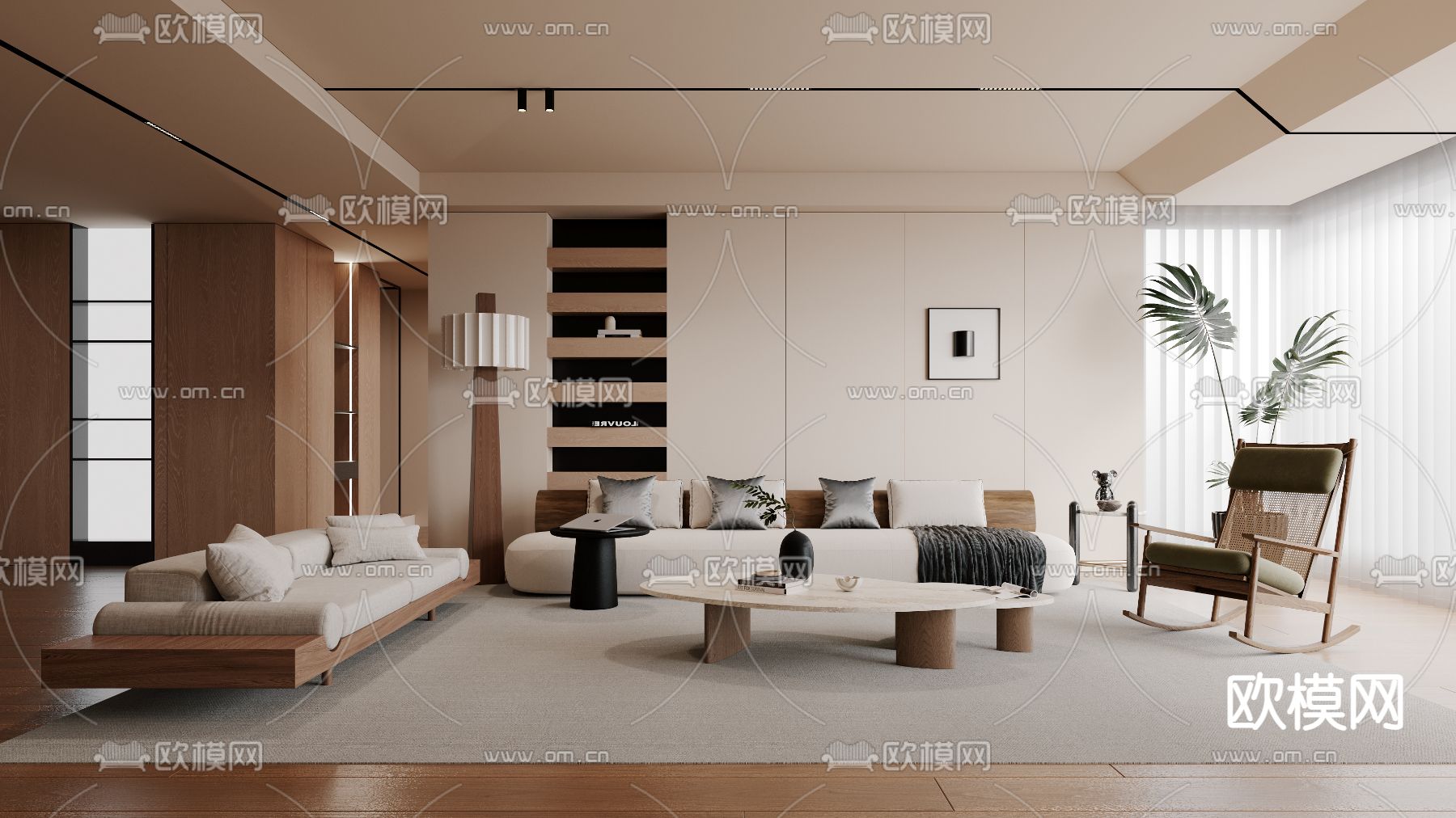 侘寂客厅3d模型下载（渲染图1）