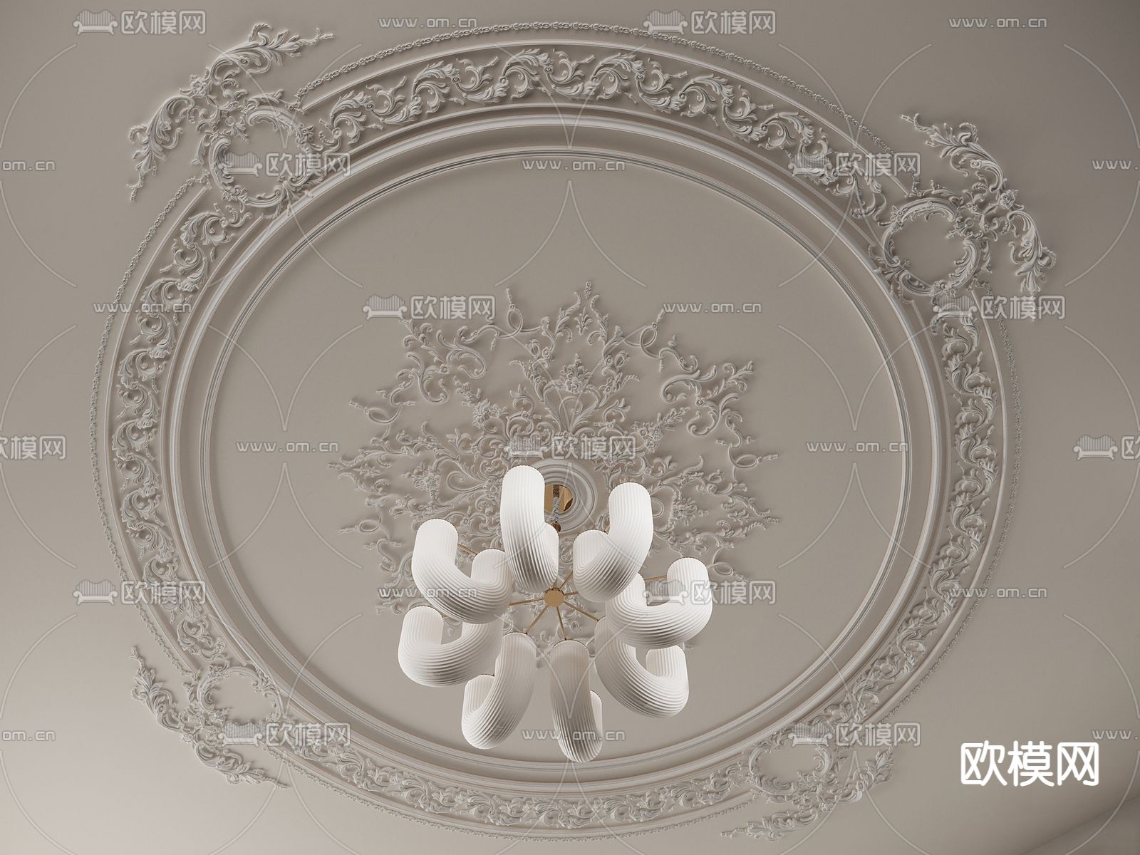 法式灯盘su模型下载（渲染图1）