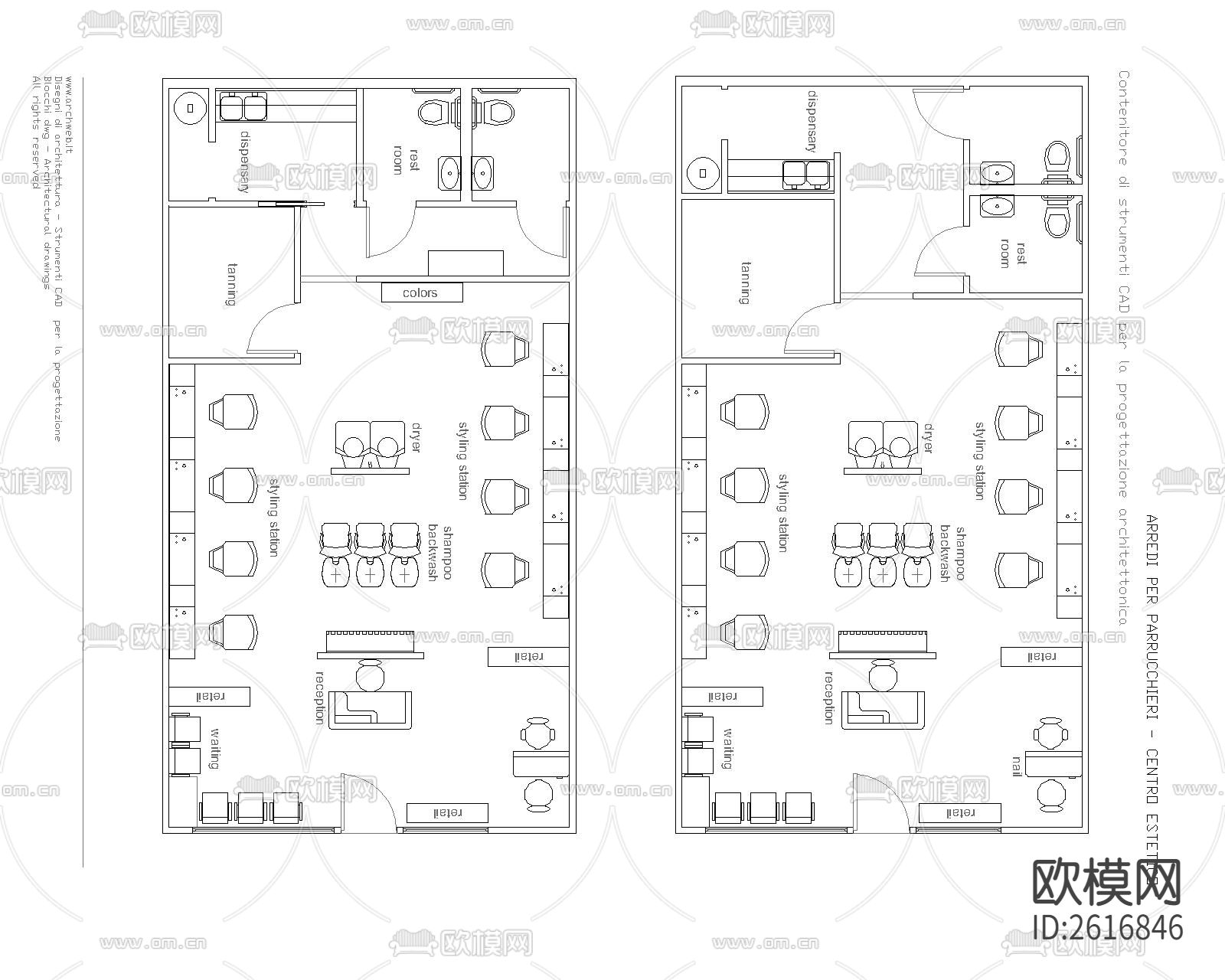 美发店平面图cad施工图下载