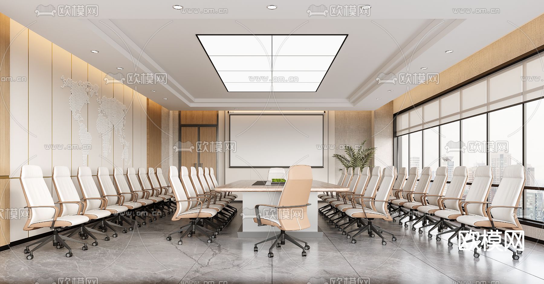 现代会议室3d模型下载