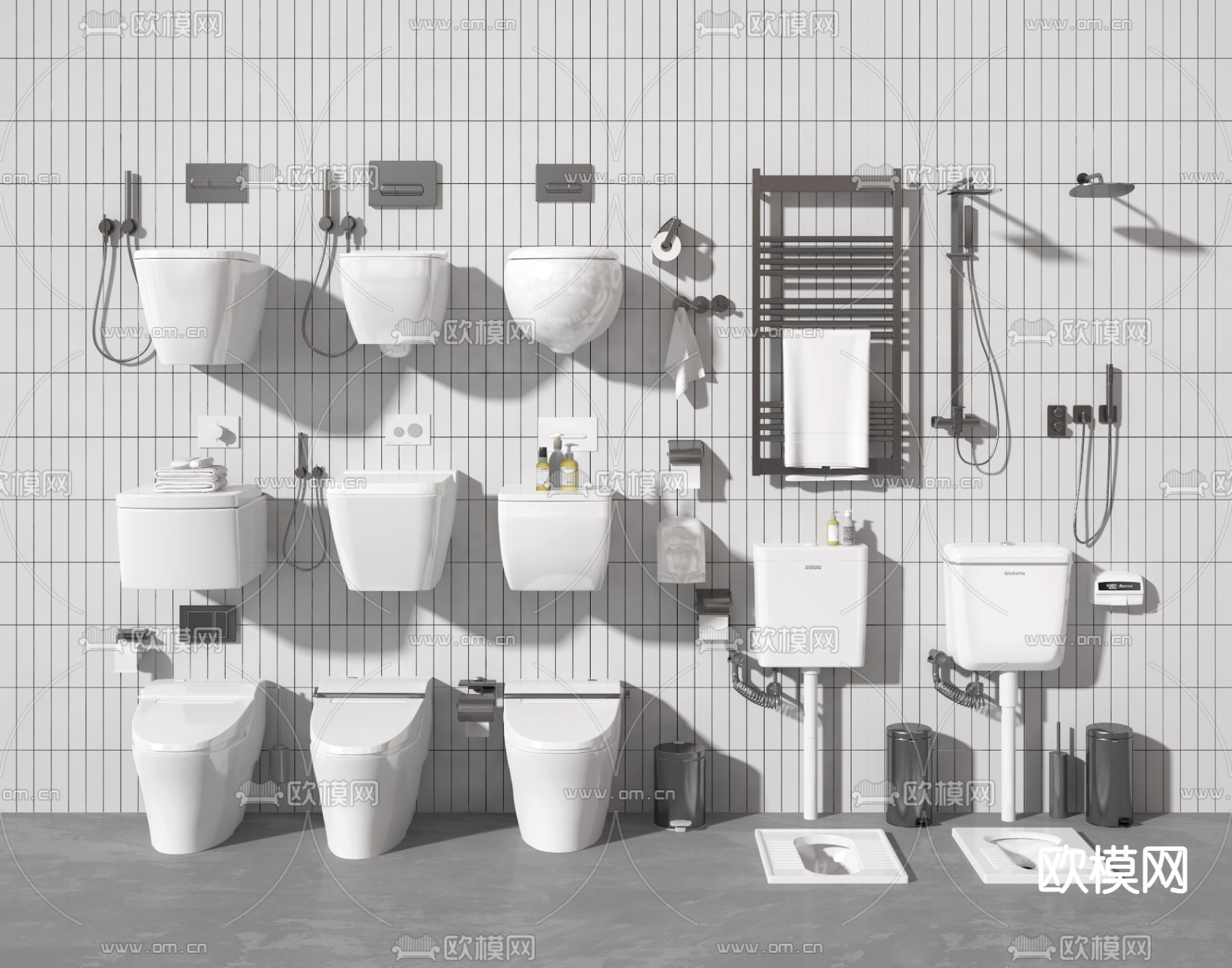 蹲厕 小便池 马桶su模型下载（渲染图1）