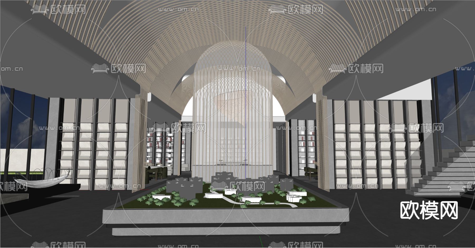 轻奢售楼处su模型下载（渲染图2）