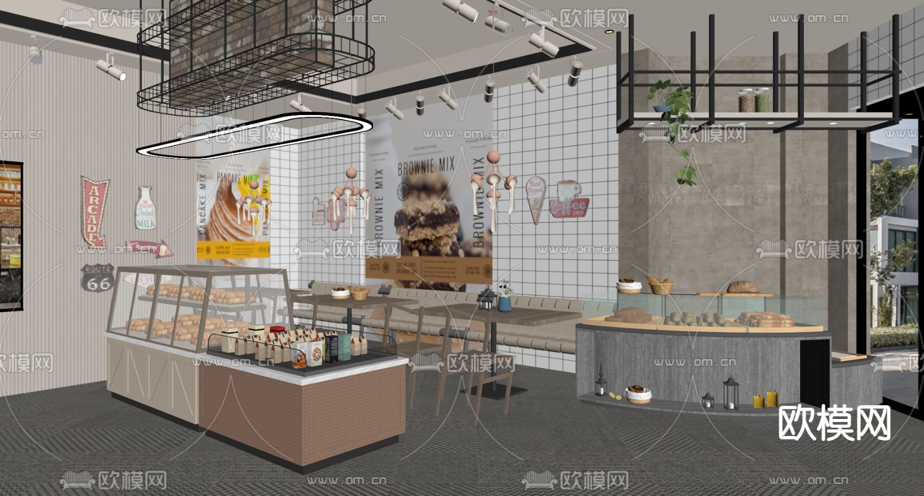 现代蛋糕店su模型下载（渲染图2）