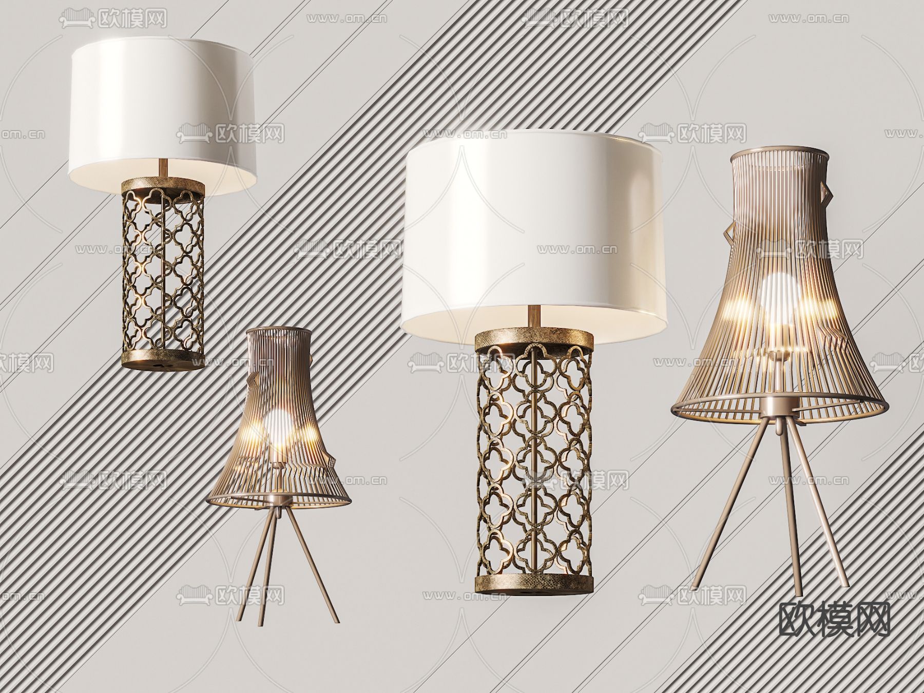 轻奢台灯3d模型下载