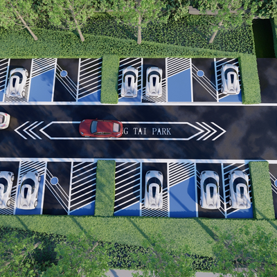 现代停车场su模型