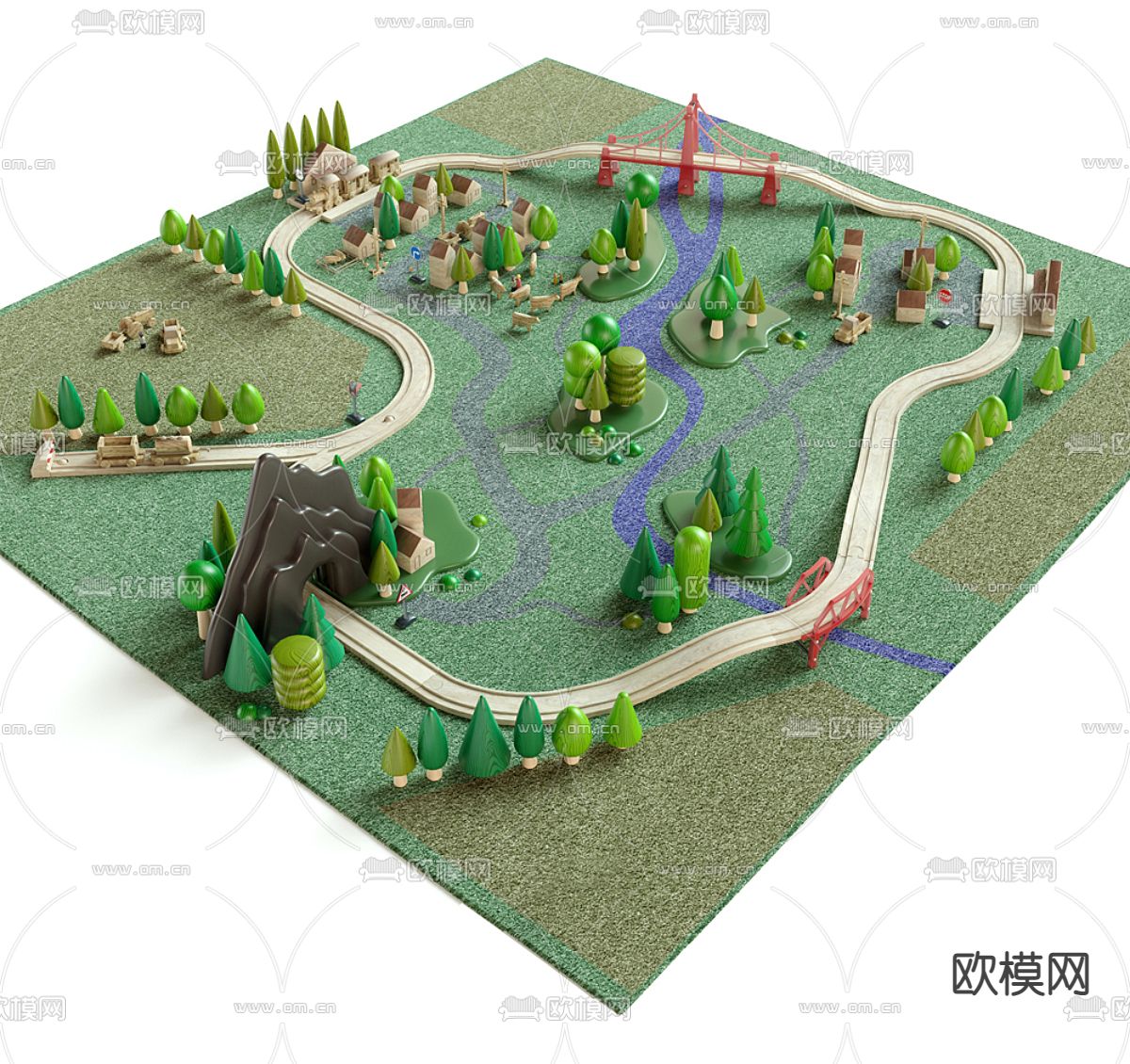 玩具火车3d模型下载（渲染图1）